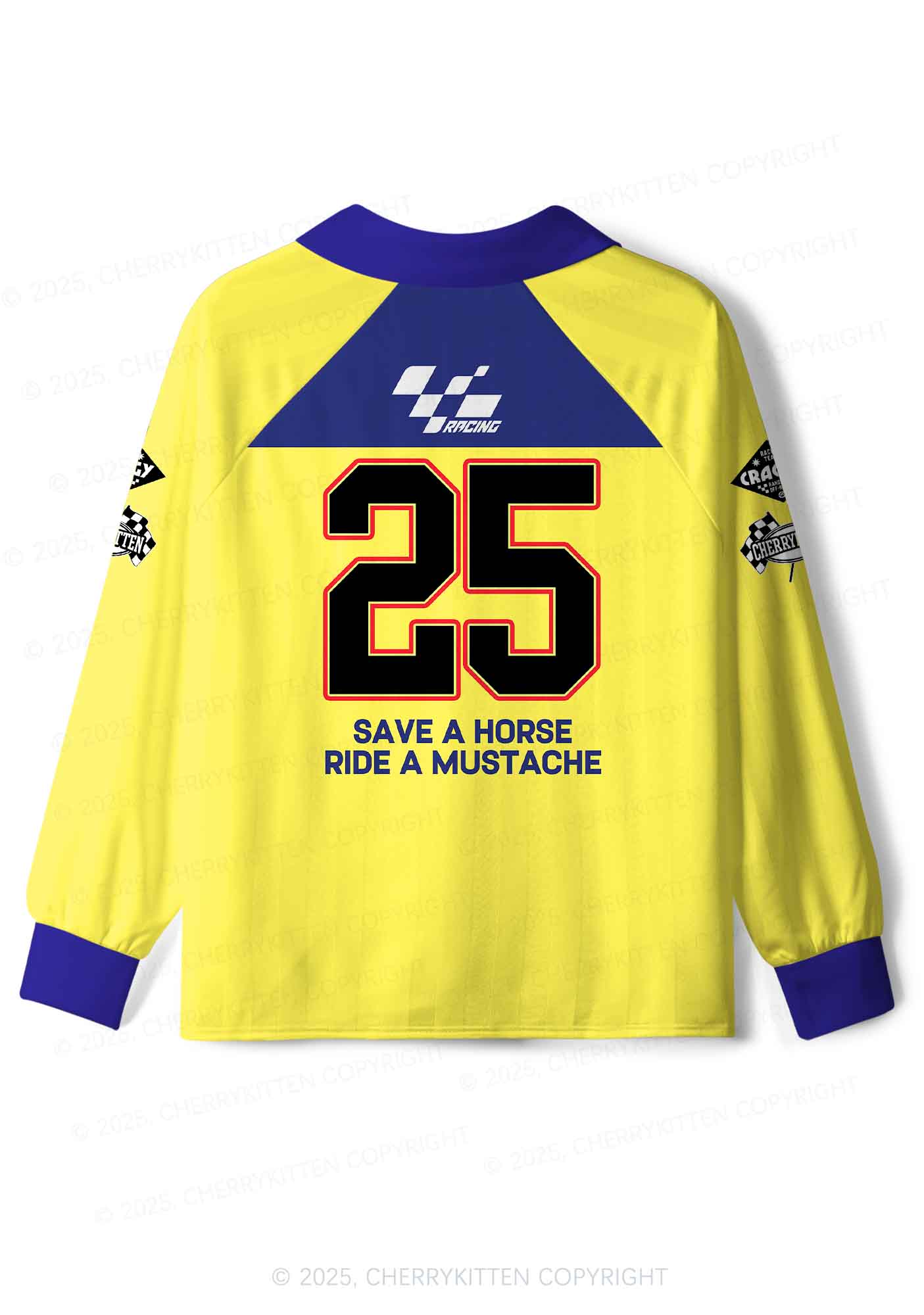 Custom Ride A Mustache Y2K Sport Long Sleeve Jersey Shirts Cherrykitten