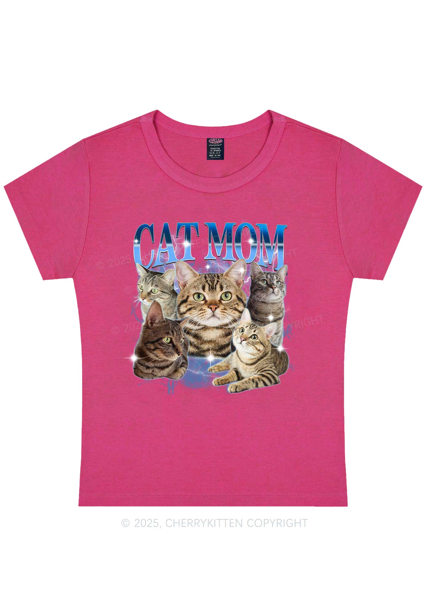 Custom Photo Cat Mom Y2K Baby Tee Cherrykitten