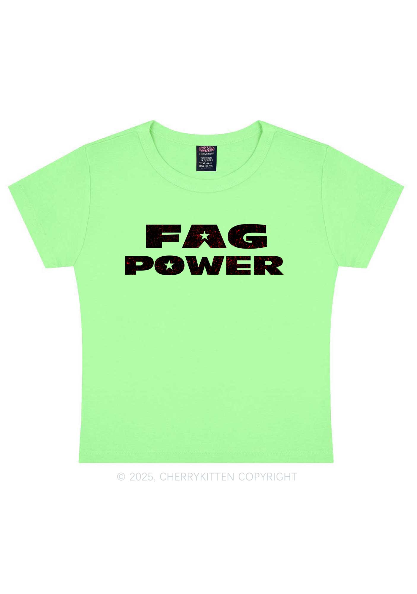 Fag Power Pride Y2K Baby Tee Cherrykitten