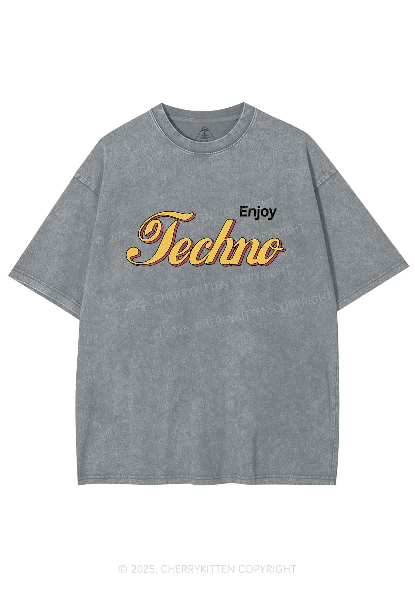 Enjoy Techno Y2K Shirts Washed Tee Cherrykitten