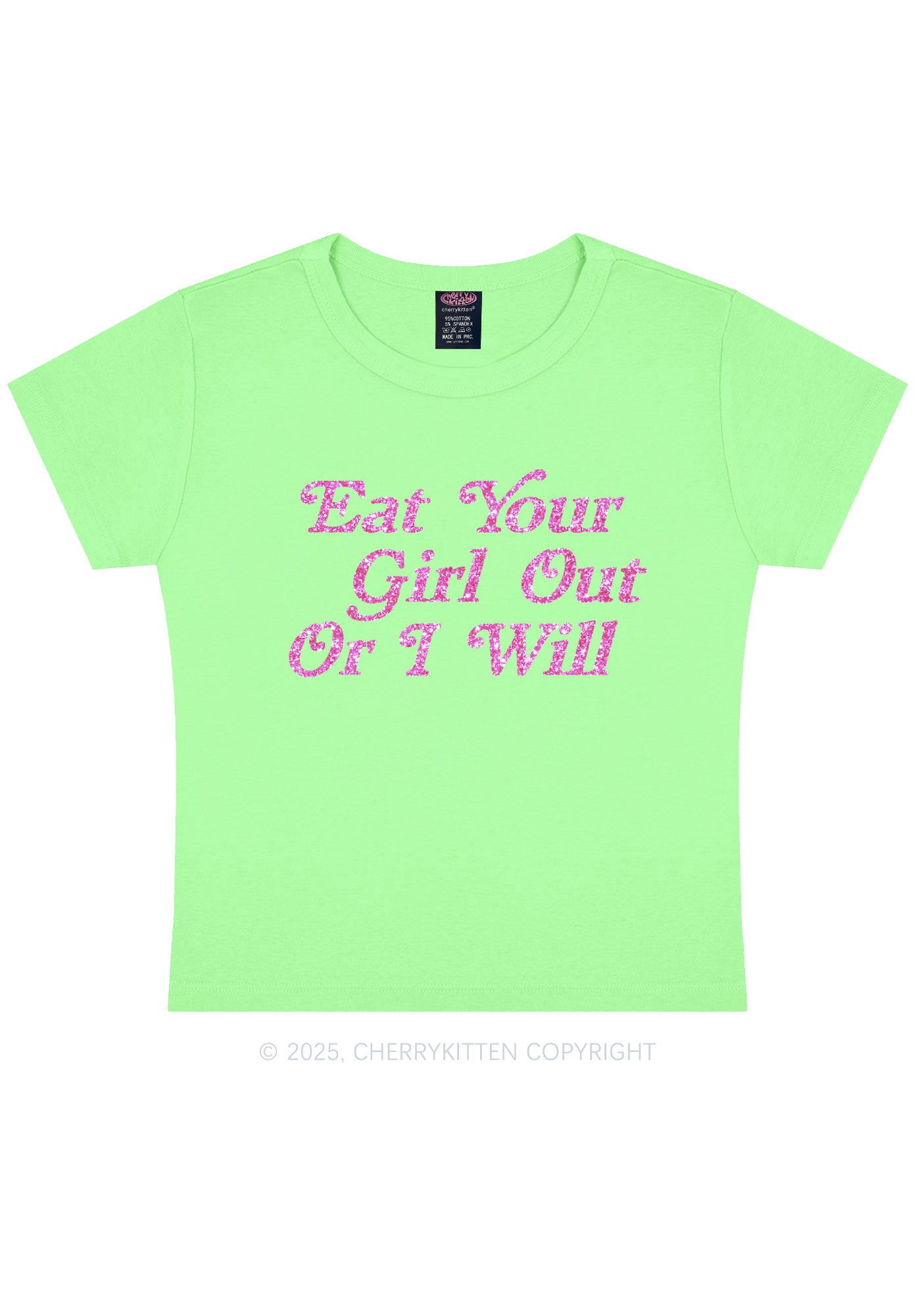 Glitter Eat Your Girl Out Y2K Baby Tee Cherrykitten