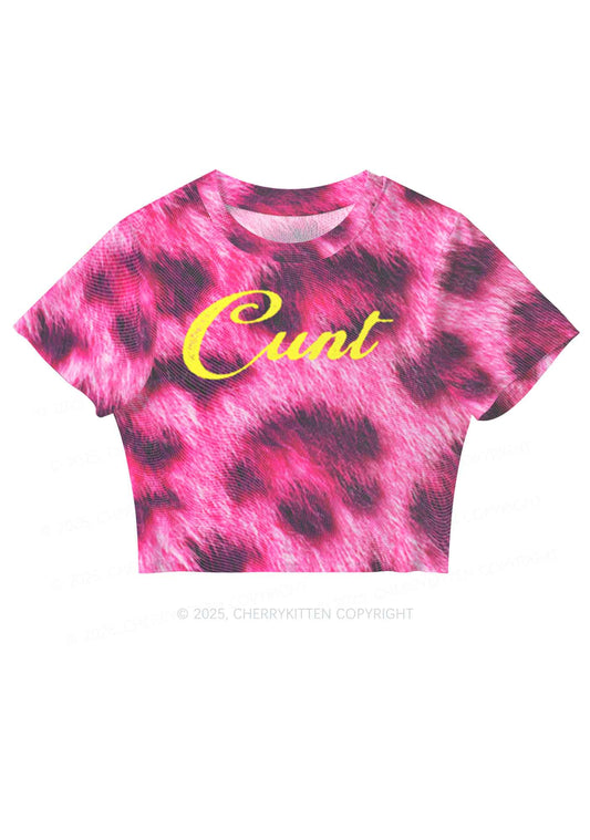 Pink Leopard Cxxt Y2K Mesh Crop Top Cherrykitten