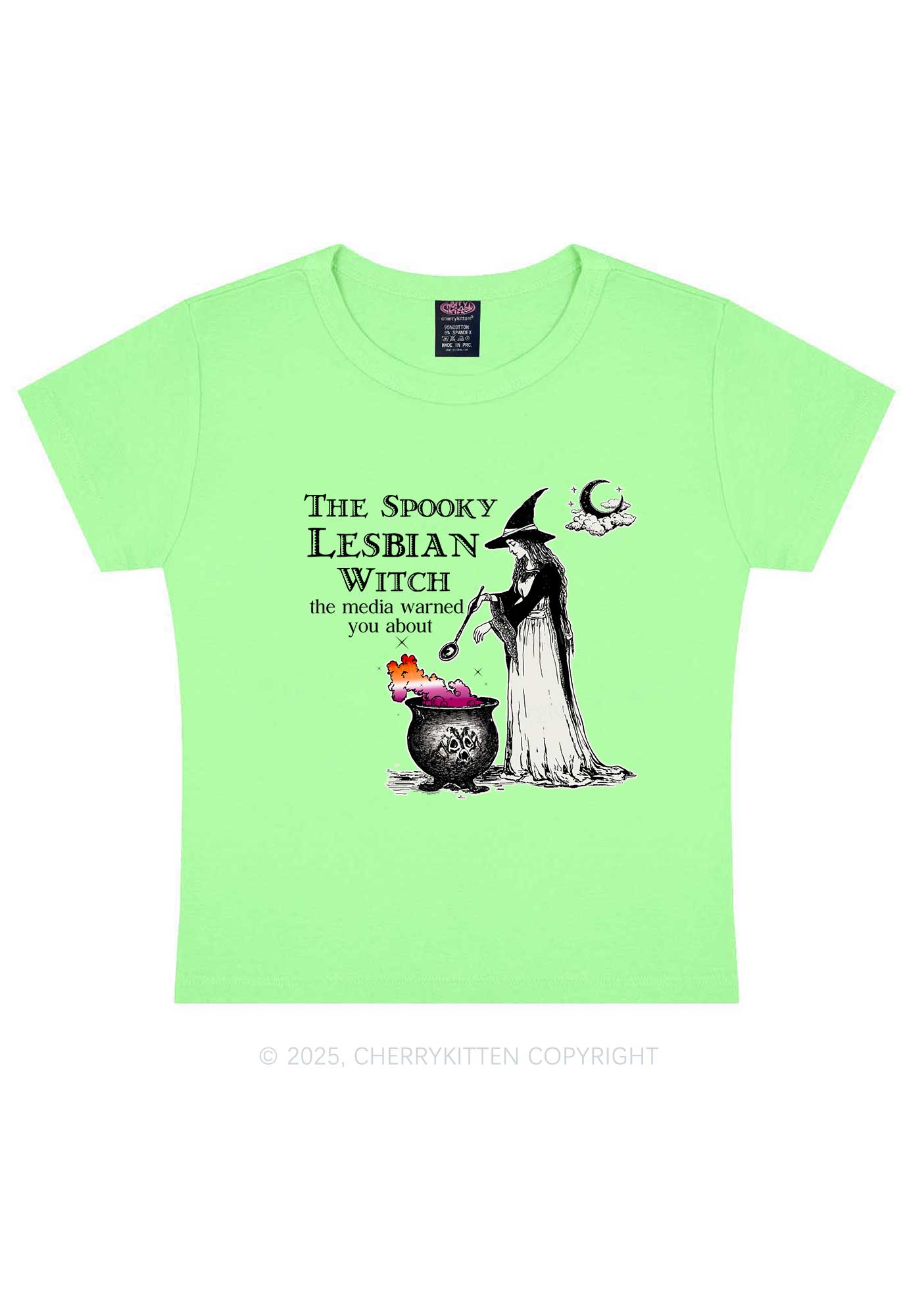 The Spooky Lesbian Witch Y2K Baby Tee Cherrykitten