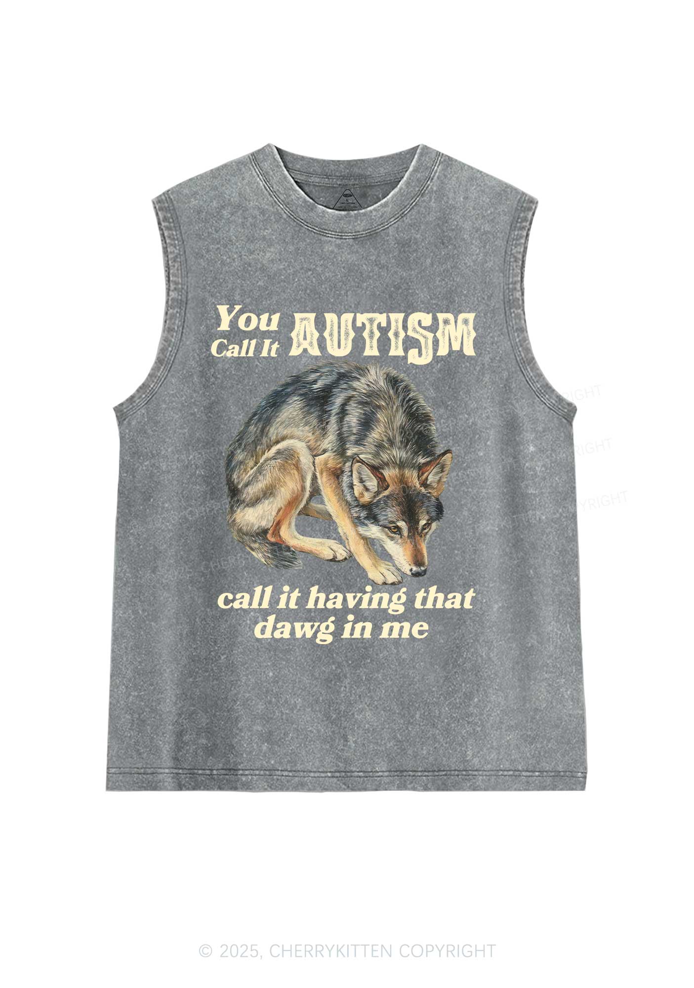 You Call It Autism Y2K Washed Muscle Tank Cherrykitten
