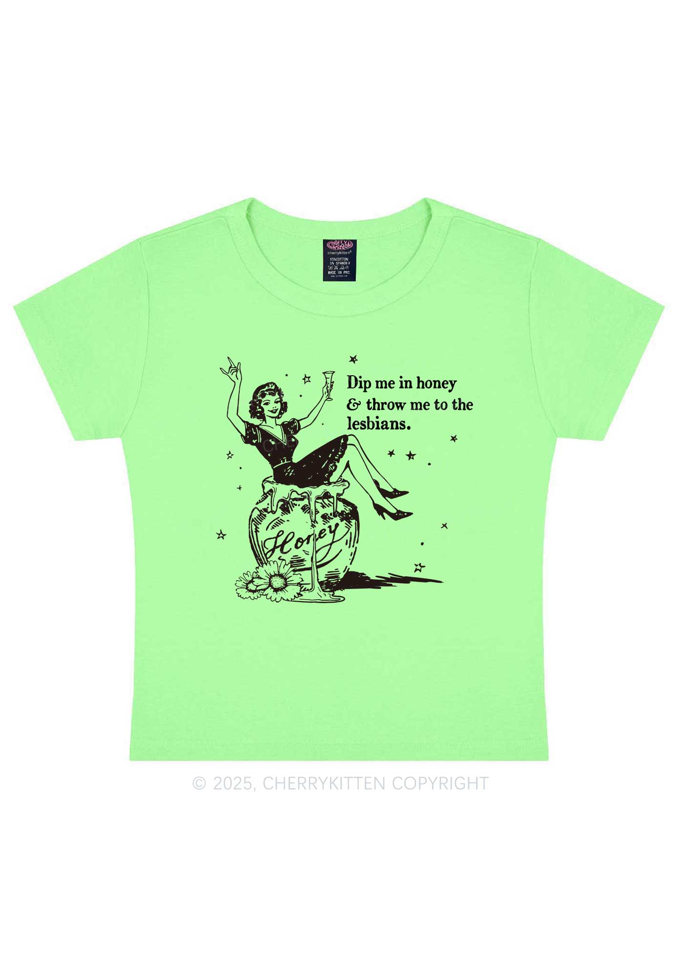 Throw Me To The Lesbians Pride Y2K Baby Tee Cherrykitten
