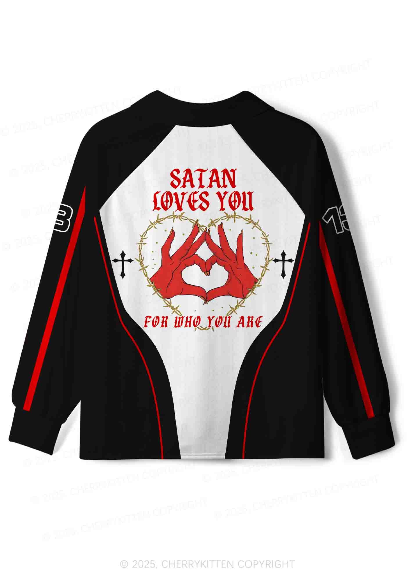 Halloween Custom Satan Loves Y2K Sport Long Sleeve Jersey Shirts Cherrykitten