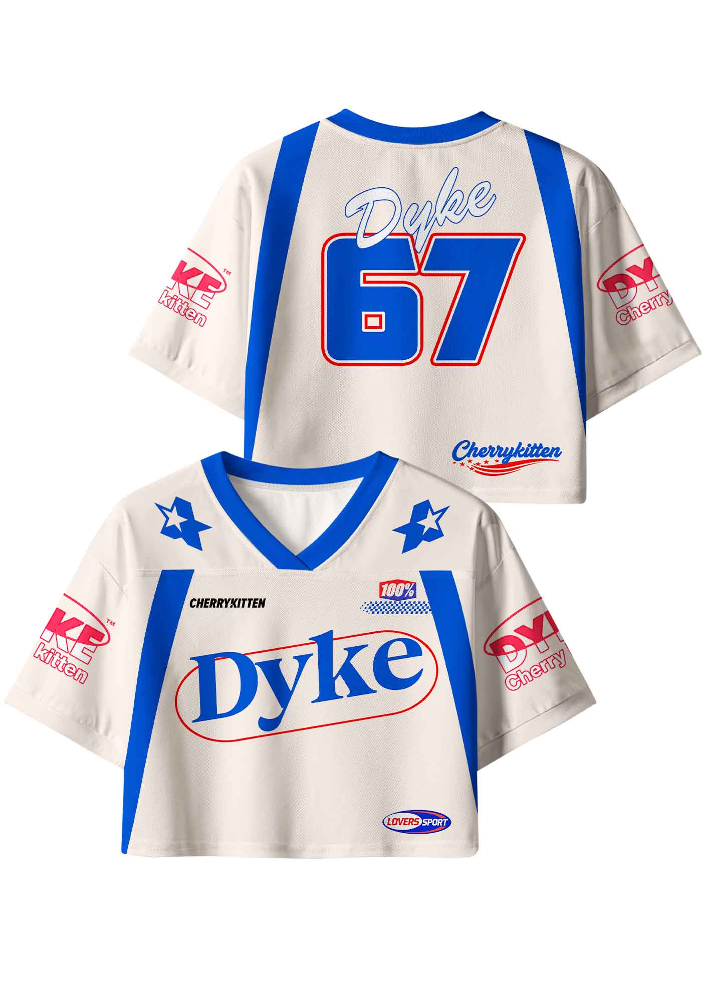Blue Dyke Pride Y2K Crop Sport Jersey Shirts Cherrykitten