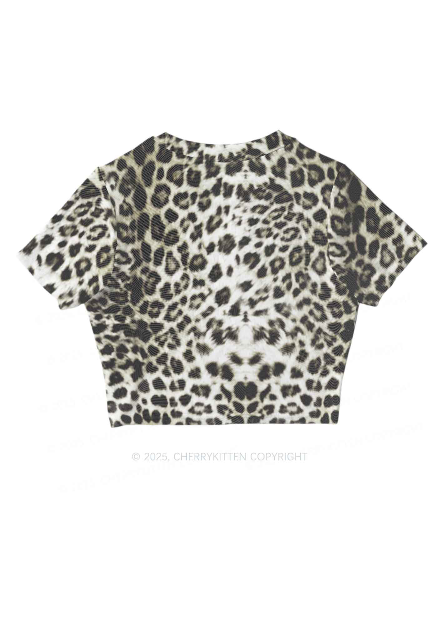 Wild Leopard Y2K Mesh Crop Top Cherrykitten