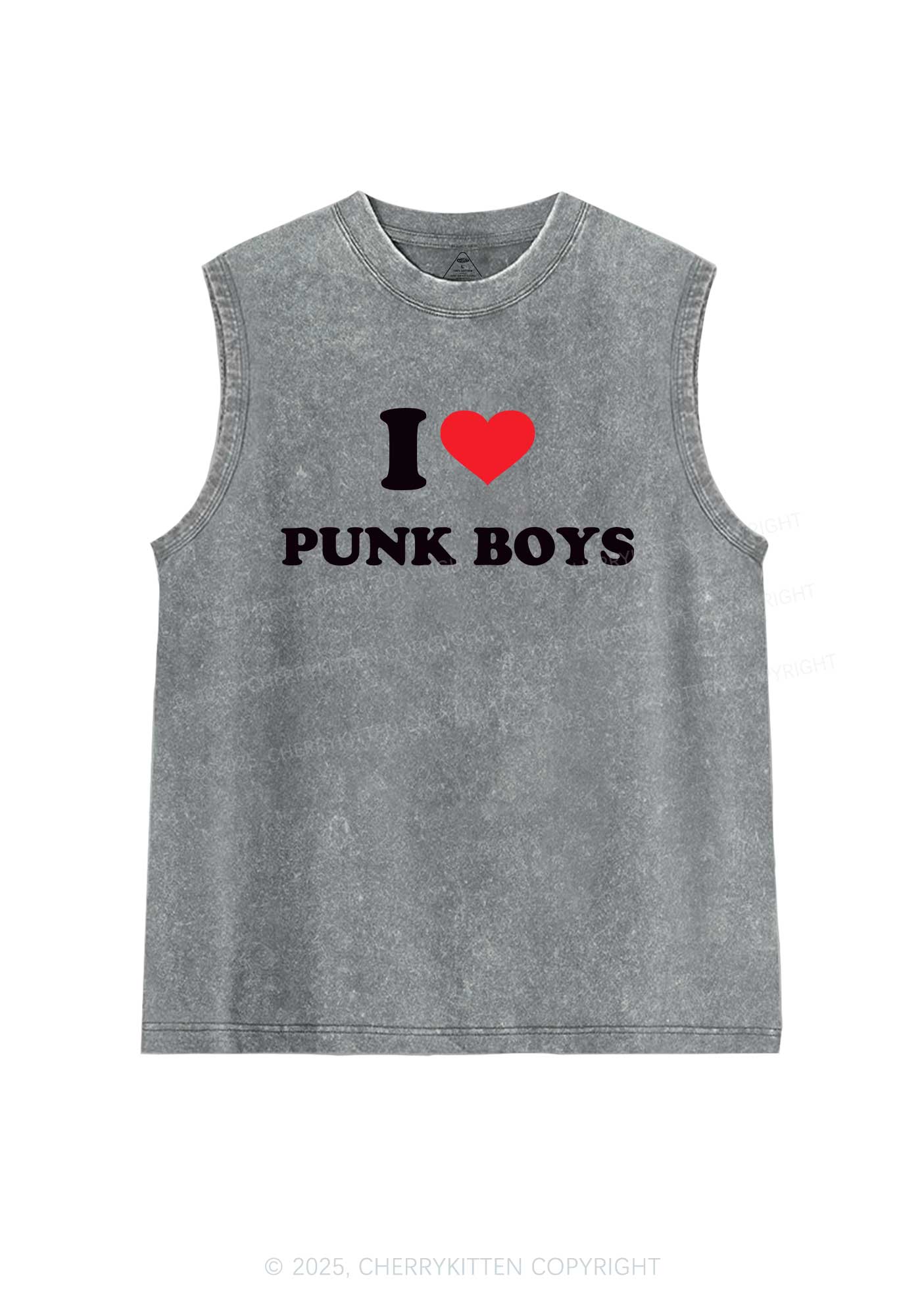 I Love Punk Boys Y2K Washed Muscle Tank Cherrykitten