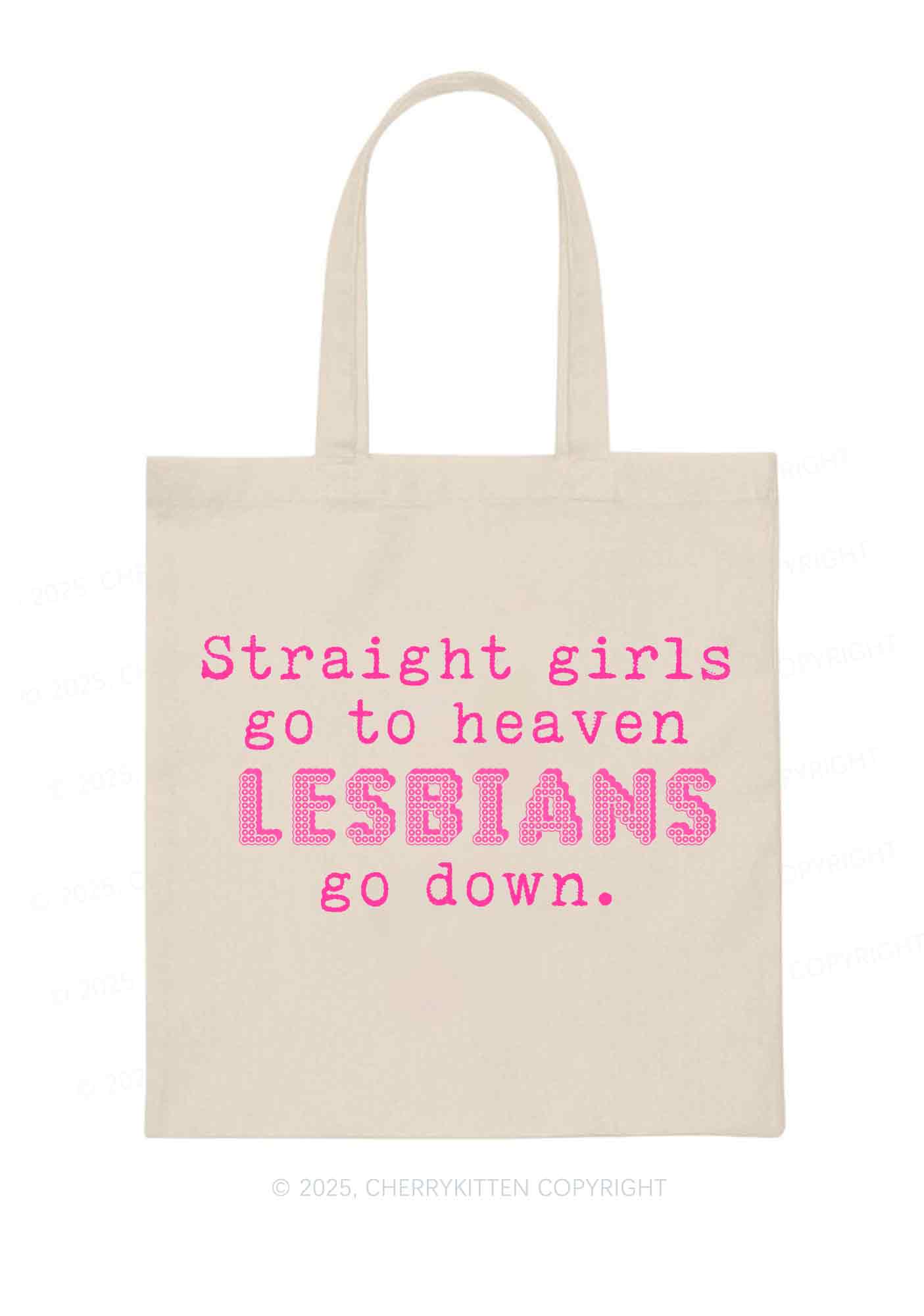 Lesbians Go Down Pride Y2K Canvas Tote Bag Cherrykitten