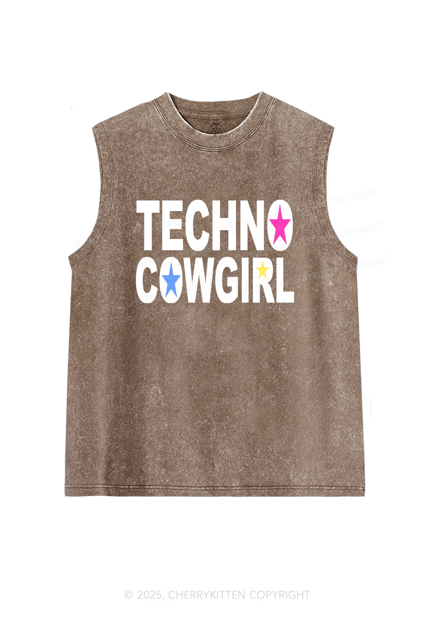 Techno Cowgirl Y2K Washed Muscle Tank Cherrykitten