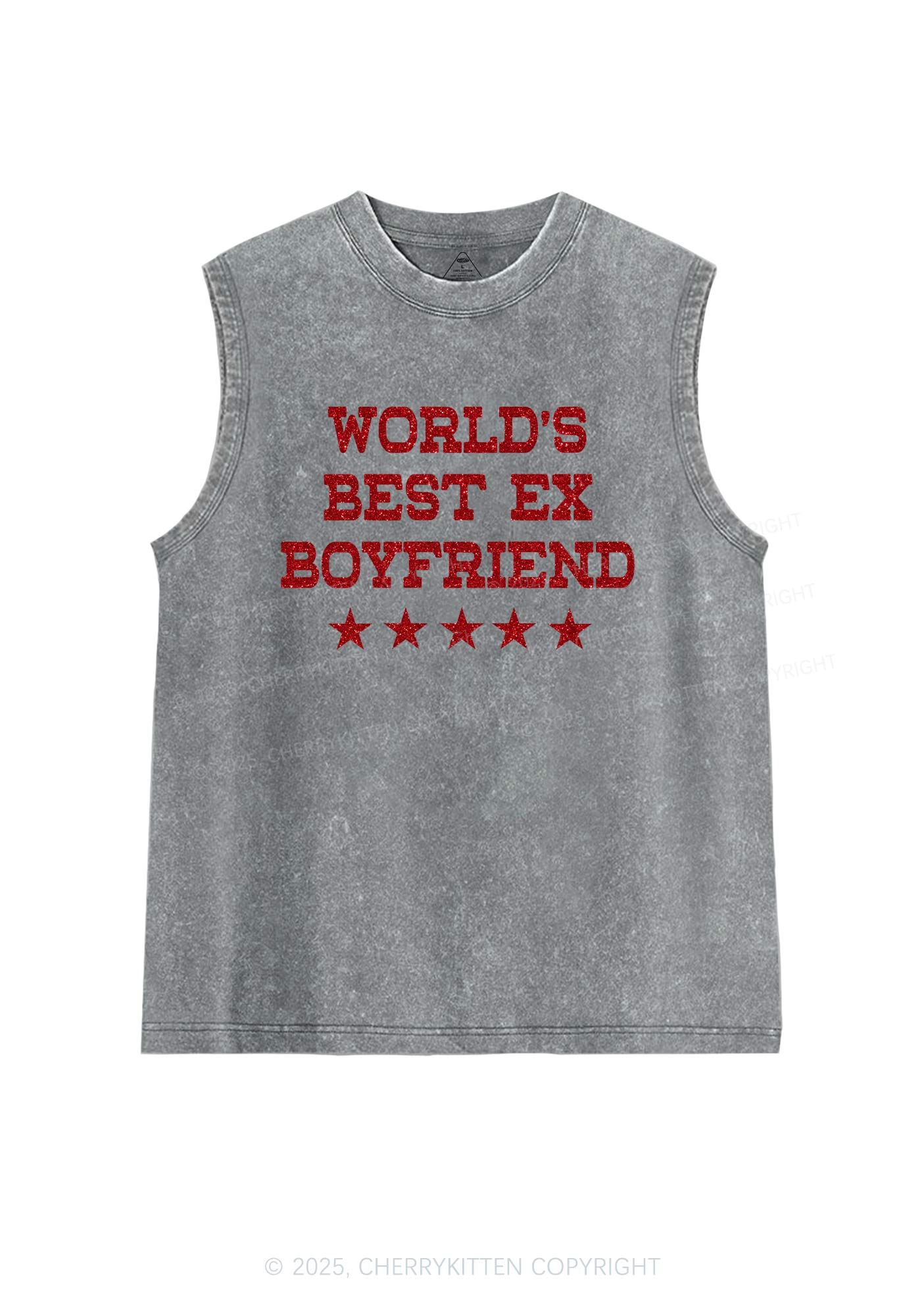 Glitter Best Ex Boyfriend Y2K Washed Muscle Tank Cherrykitten
