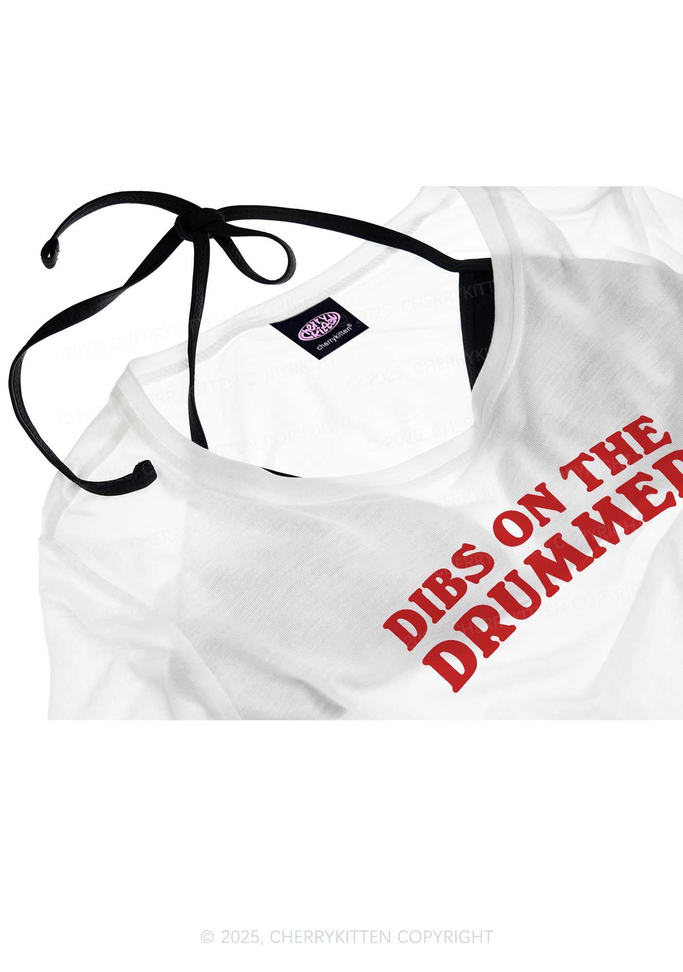 Dibs On The Drummer Y2K Sheer Crop Tee Cherrykitten