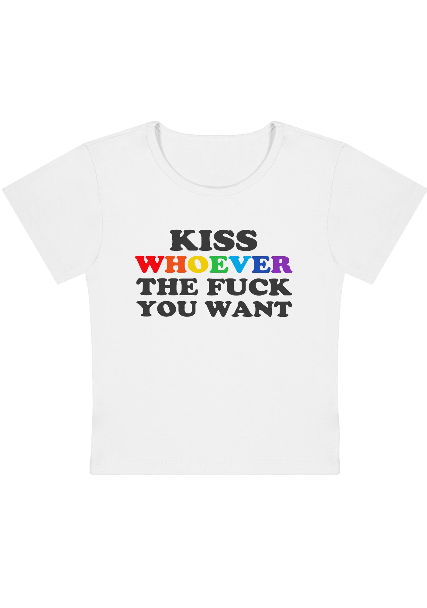 Kiss Whoever You Want Y2K Baby Tee