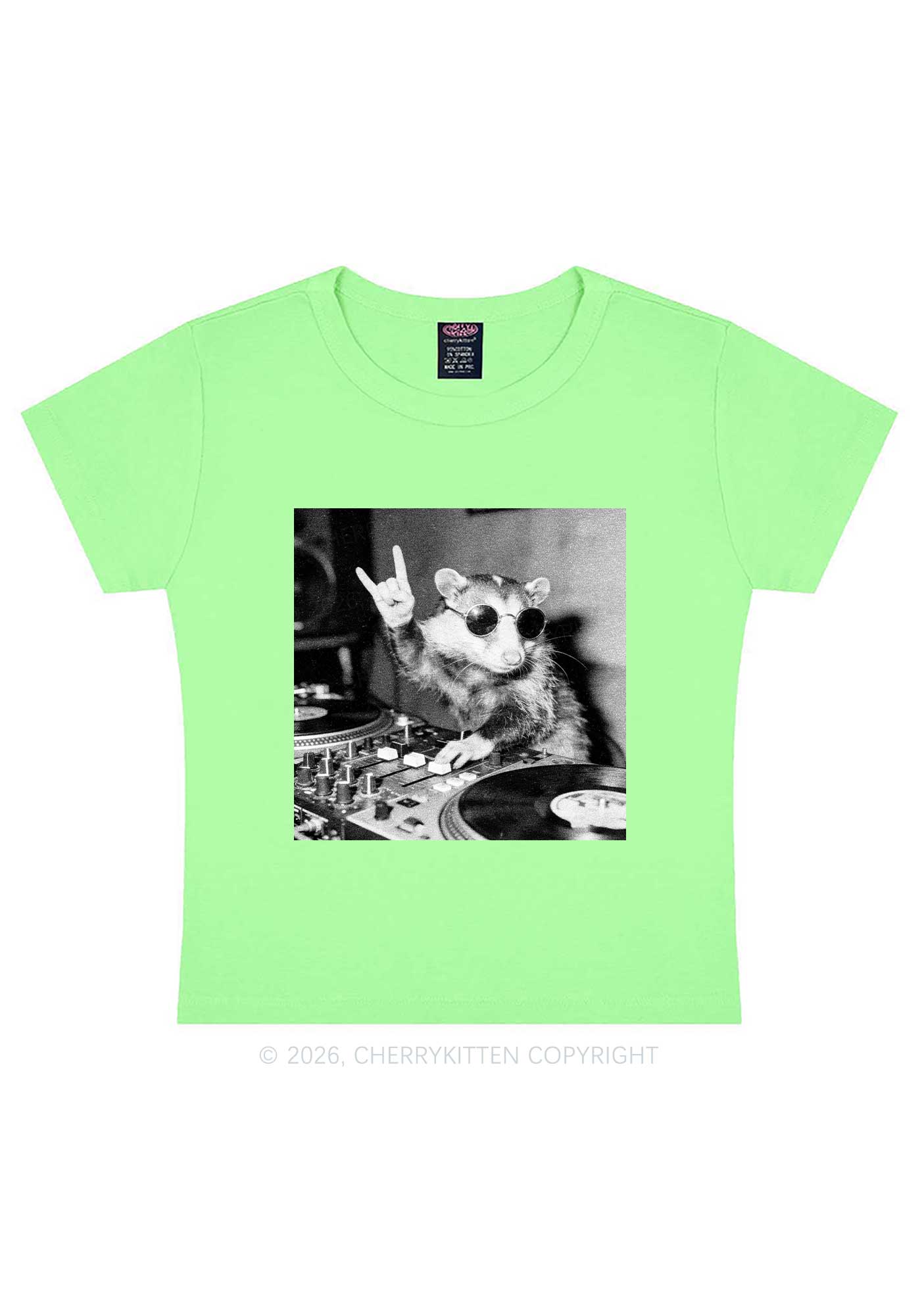 DJ Possum Y2K Baby Tee Cherrykitten