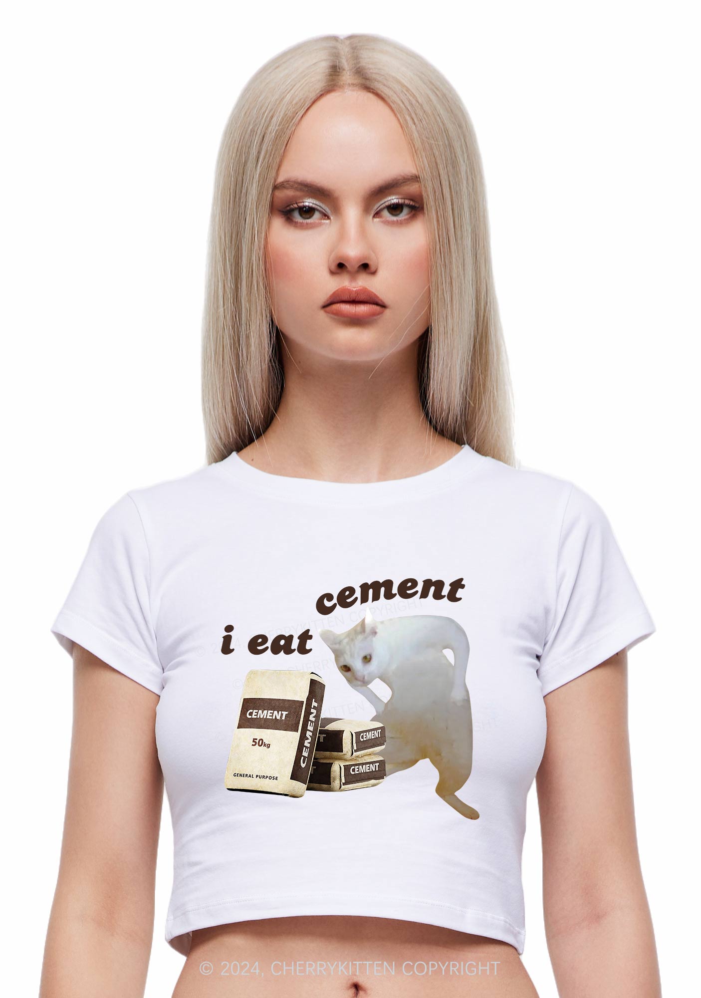 I Eat Cement Y2K Baby Tee Cherrykitten