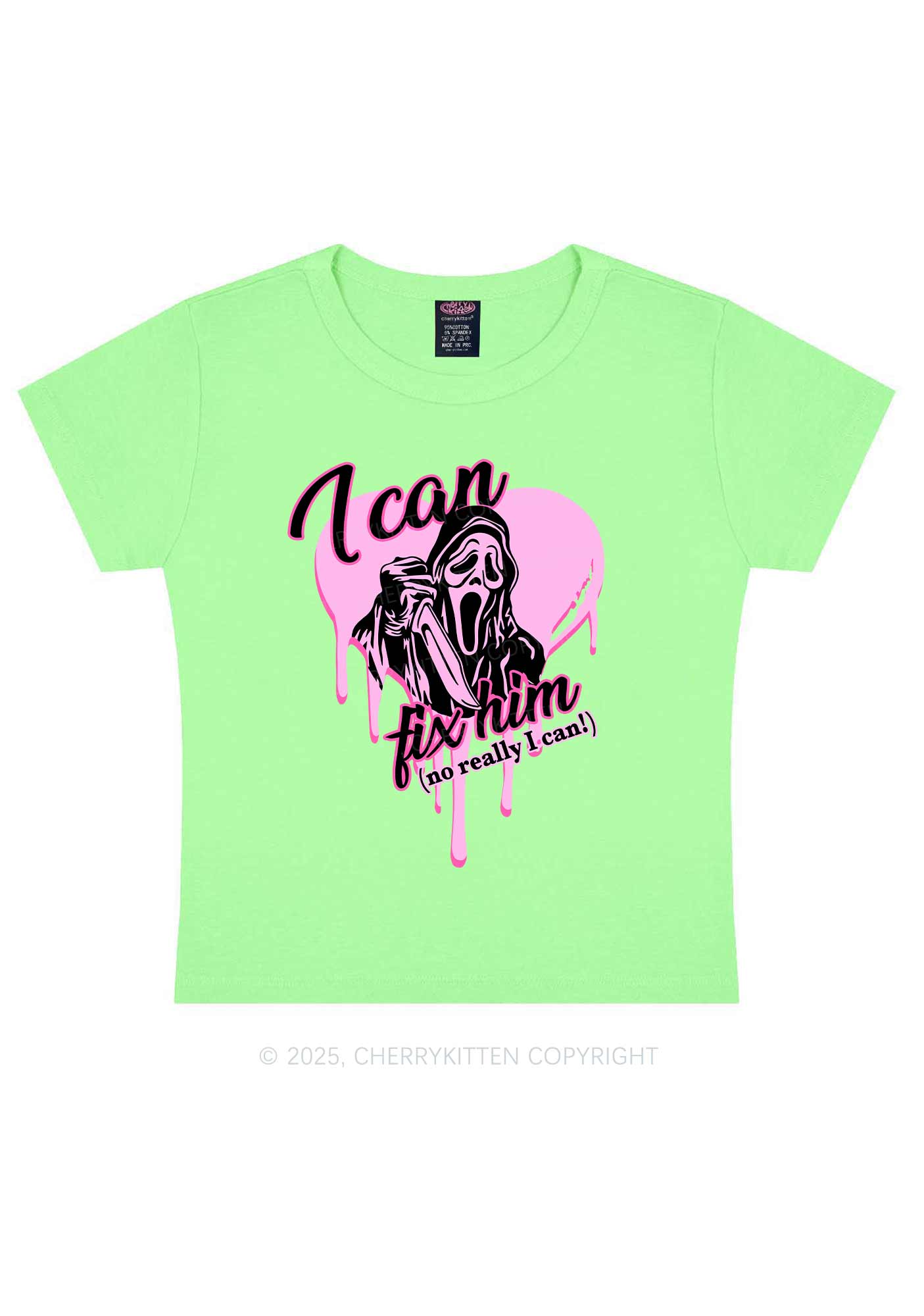 Halloween Ghost Fix Him Y2K Baby Tee Cherrykitten