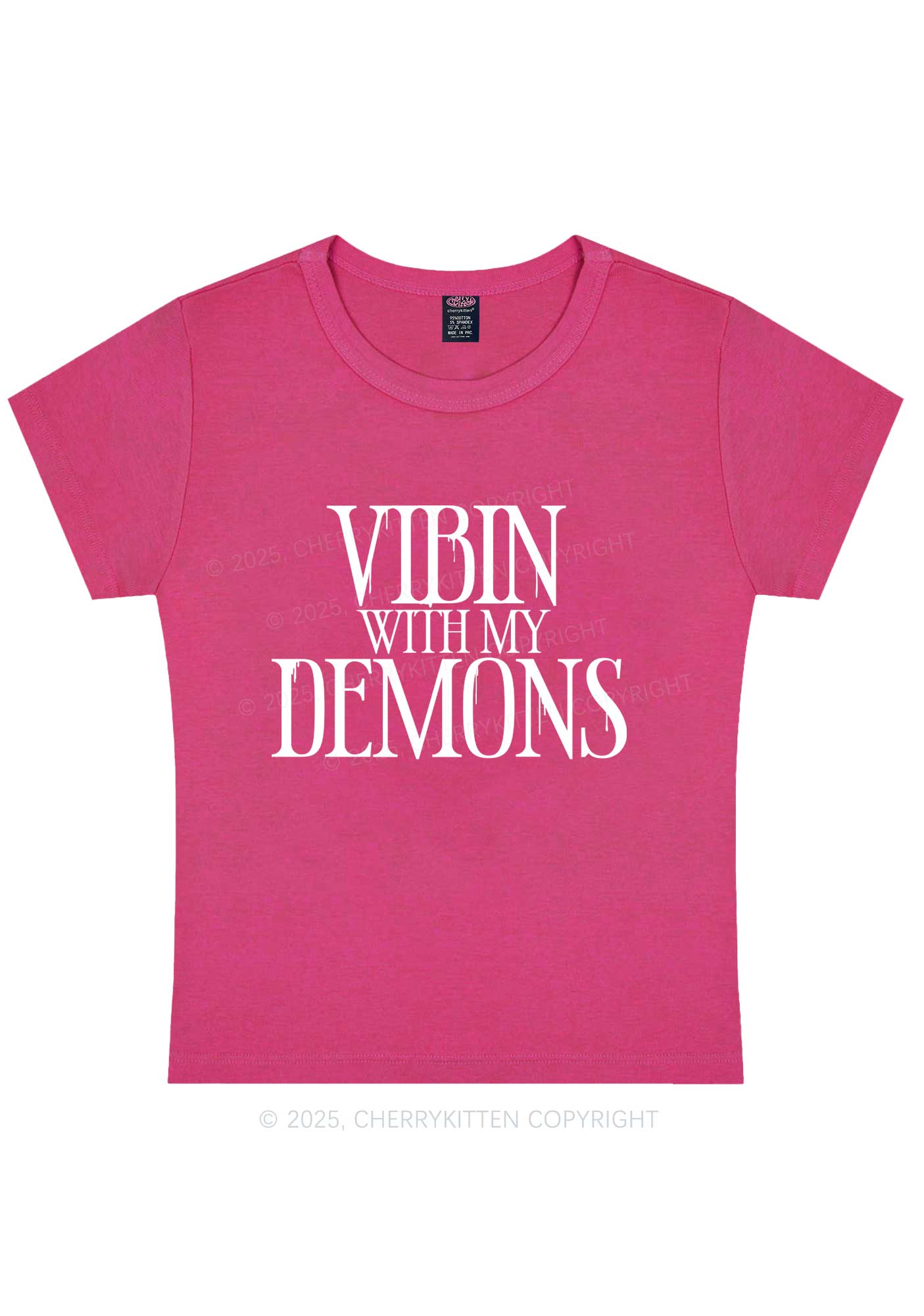 Halloween Vibin With My Demons Y2K Baby Tee Cherrykitten