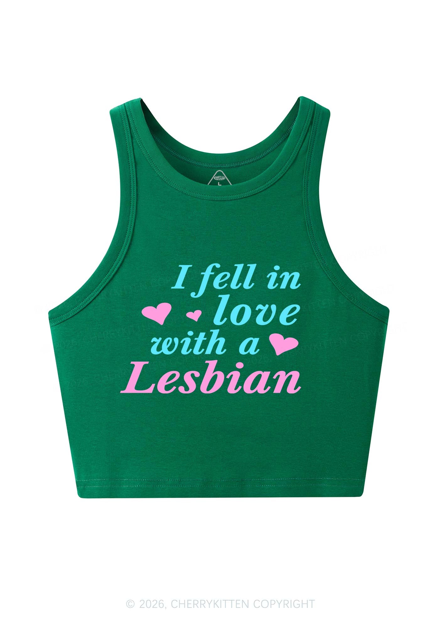 I Fell In Love With Lesbian Pride Y2K Crop Tank Top Cherrykitten
