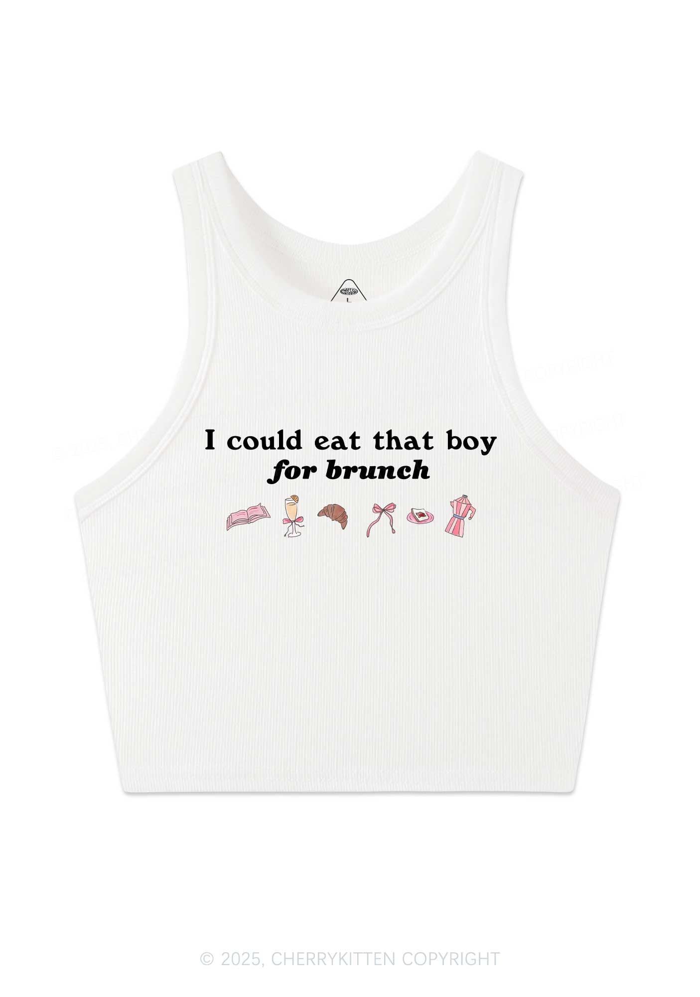 Eat Boy For Brunch Y2K Crop Tank Top Cherrykitten