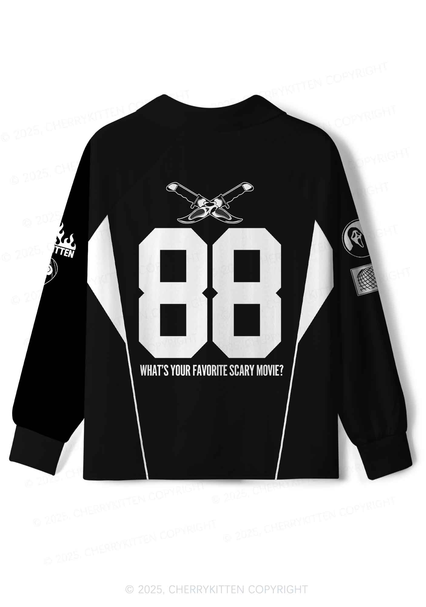 Halloween Custom Black Horror Club Y2K Sport Long Sleeve Jersey Shirts Cherrykitten