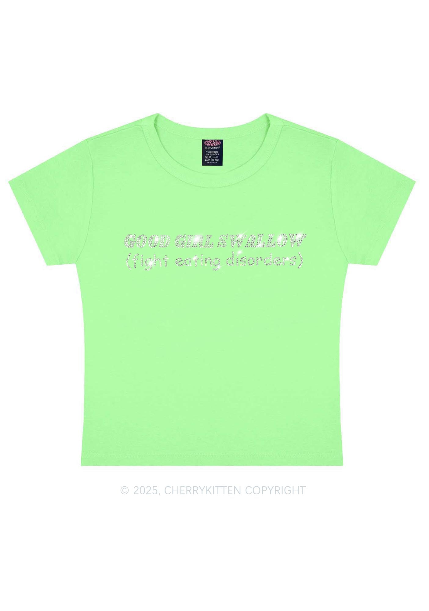 Rhinestone Good Girls Swallow Y2K Baby Tee Cherrykitten