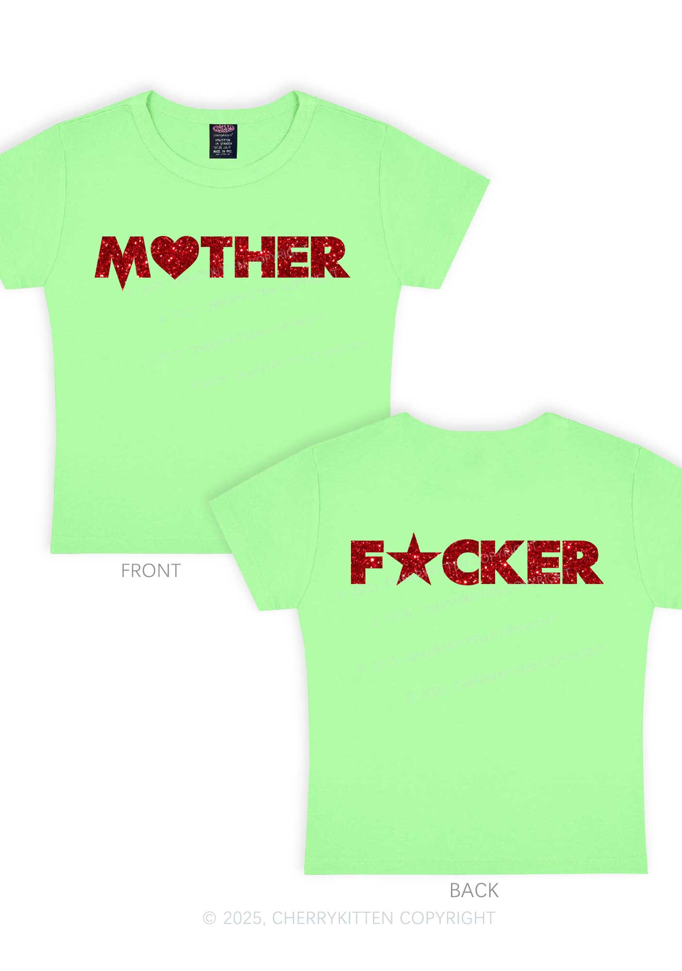 Glitter Motherfxcker Two Sides Y2K Baby Tee Cherrykitten