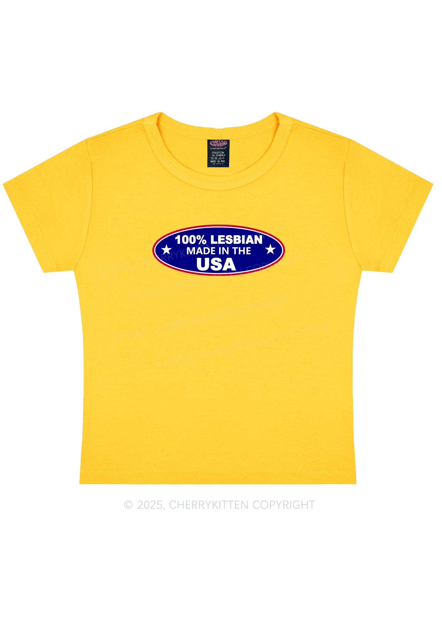 Lesbian Made In USA Y2K Baby Tee Cherrykitten