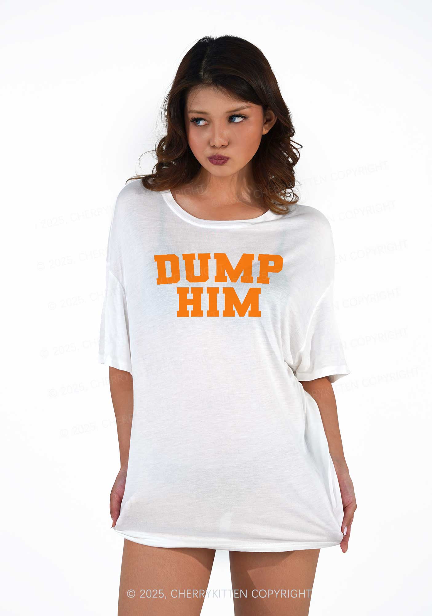 Dump Him Y2K Sheer Boyfriend Tee Cherrykitten
