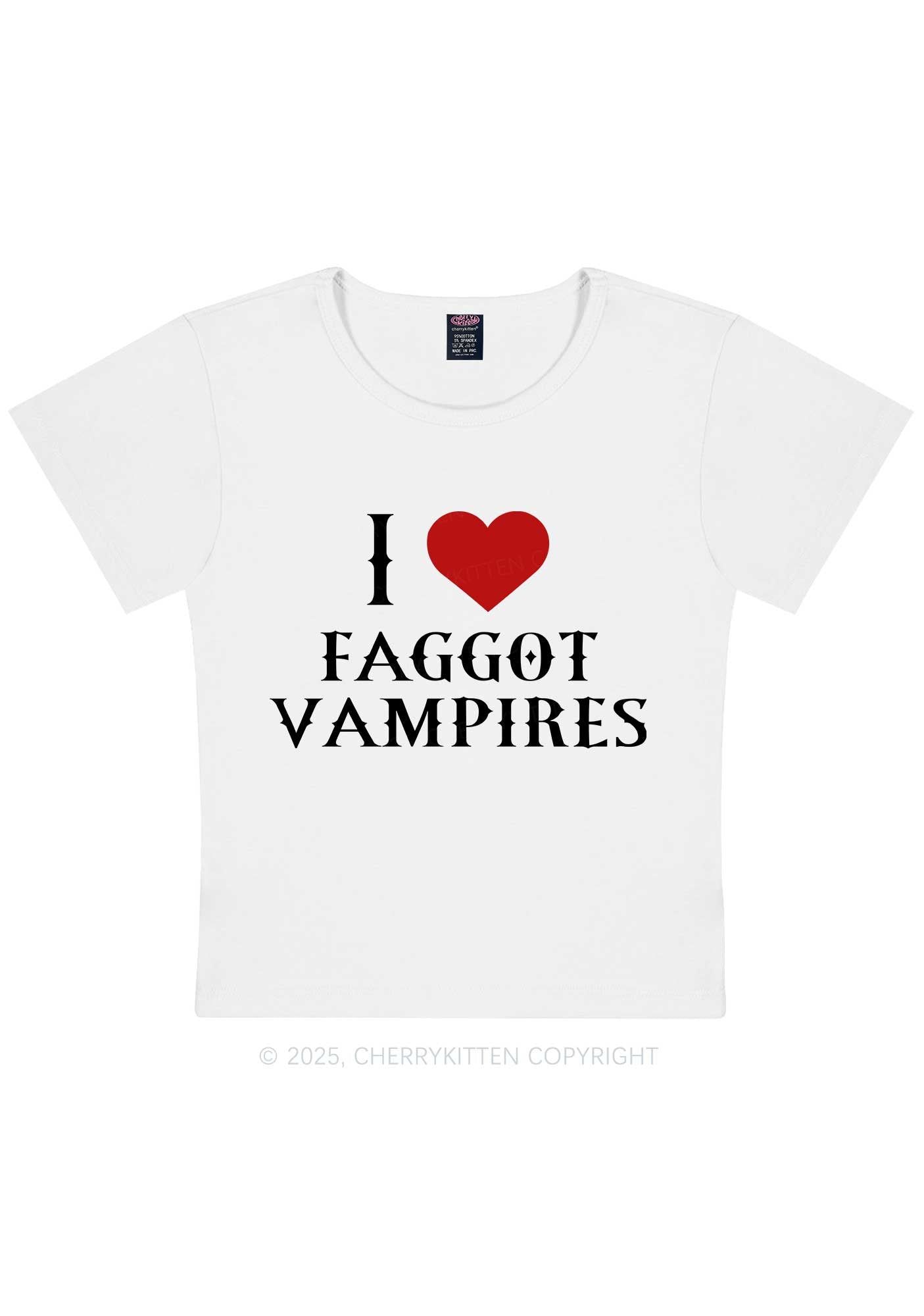 I Love Faggot Vampires Pride Y2K Baby Tee Cherrykitten