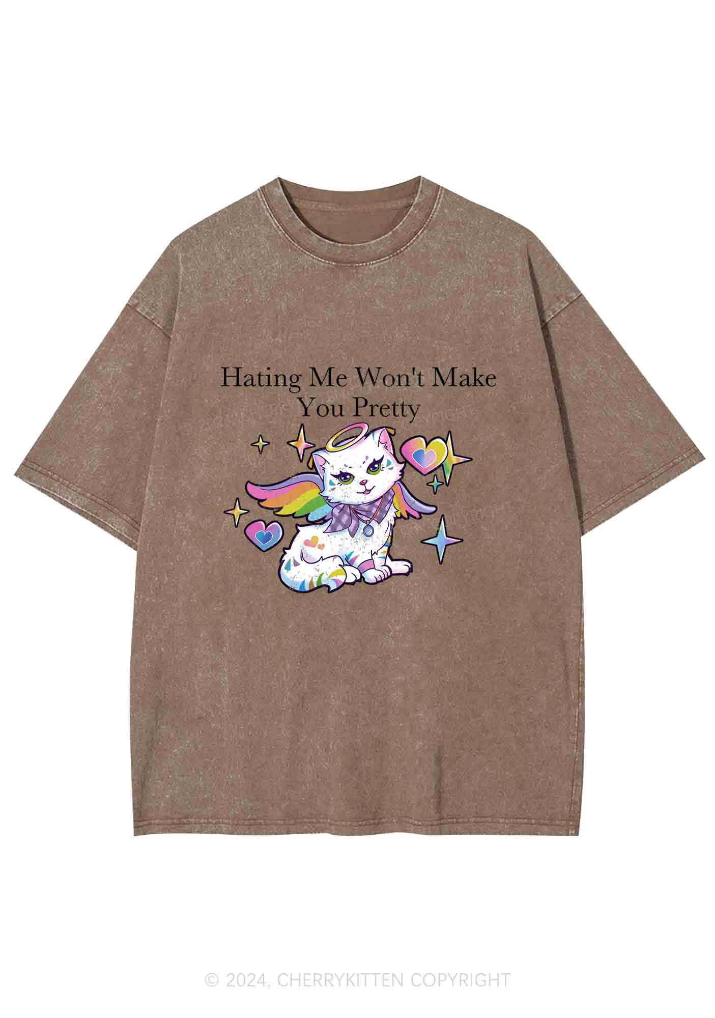 Hating Me Won't Make You Pretty Y2K Washed Tee Cherrykitten