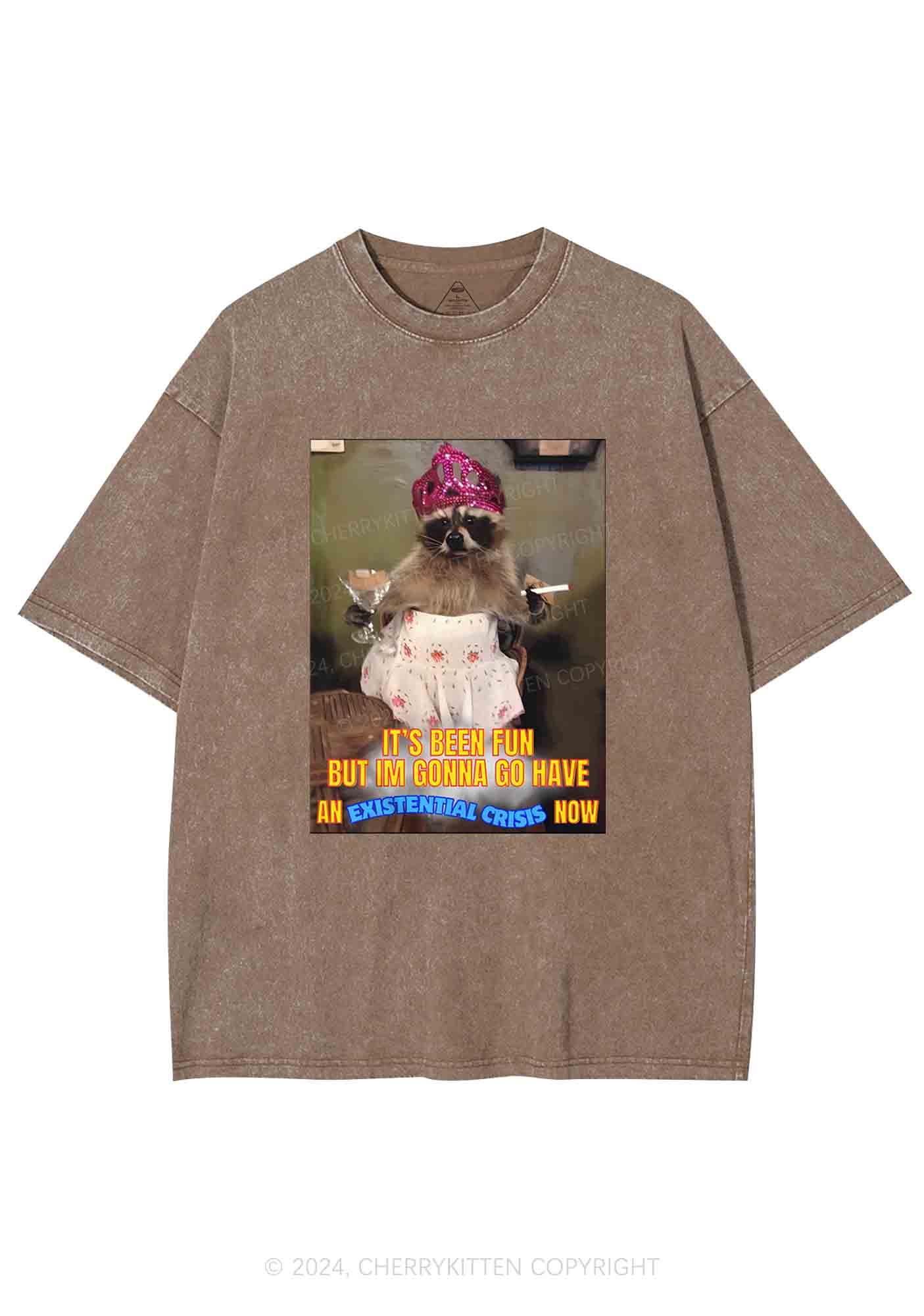 Raccoon Existential Crisis Y2K Washed Tee Cherrykitten