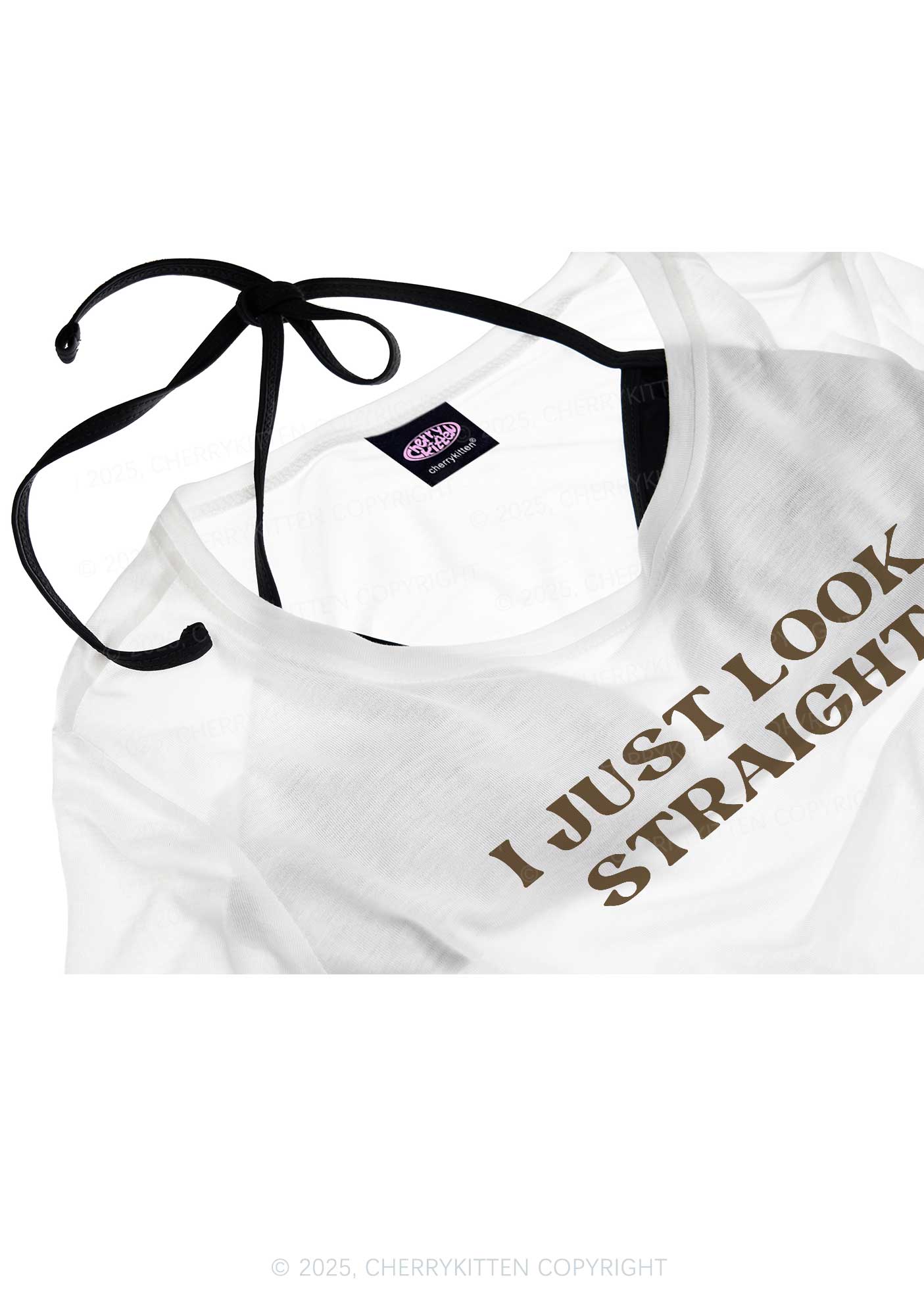 I Just Look Straight Pride Y2K Sheer Crop Tee Cherrykitten