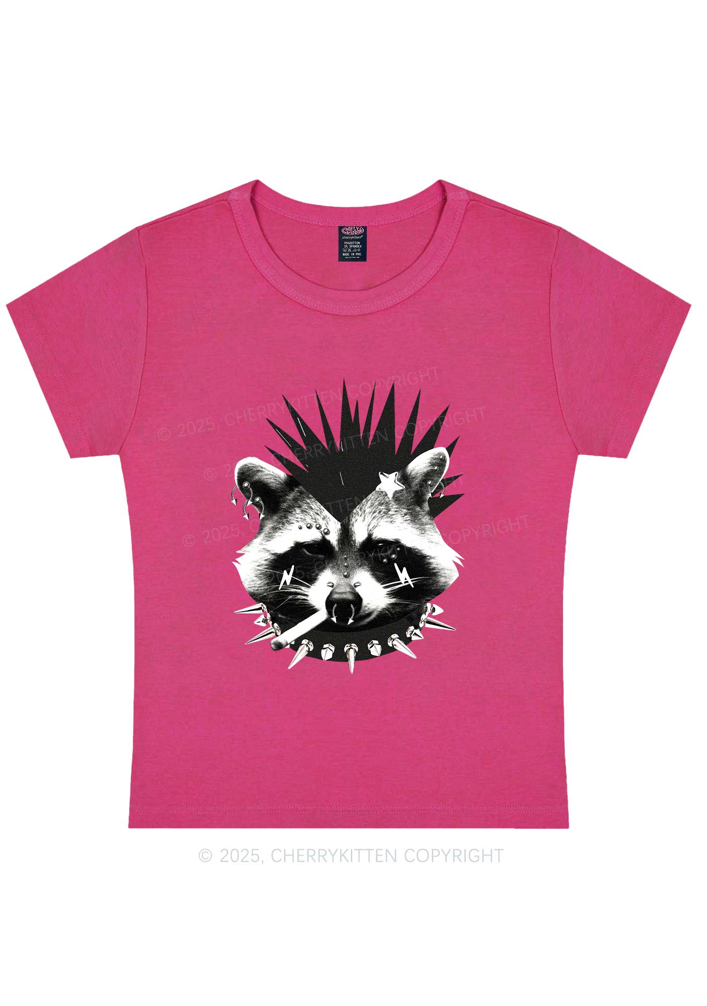 Punk Raccoon Y2K Baby Tee Cherrykitten