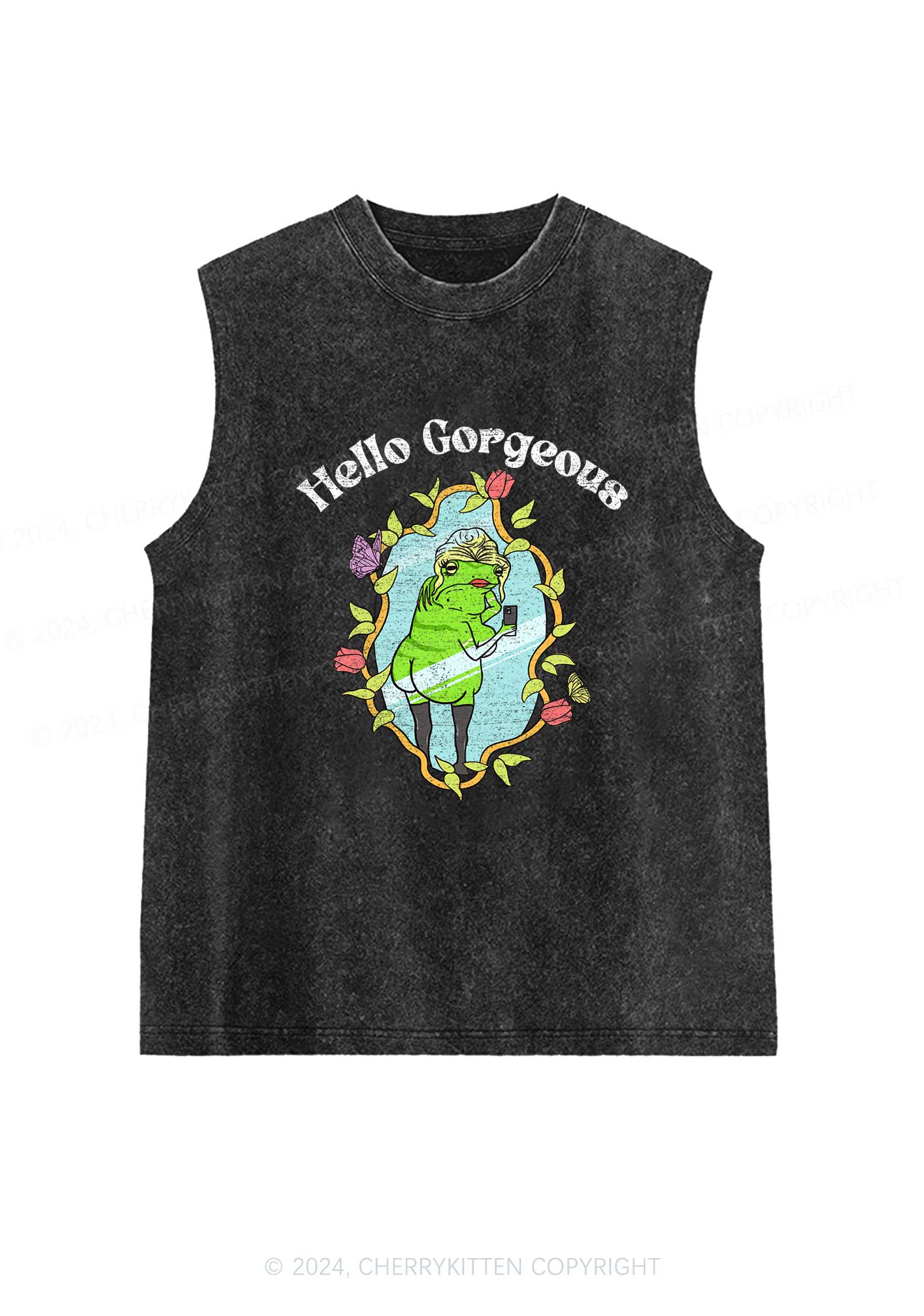 Hello Gorgeous Y2K Washed Tank Cherrykitten