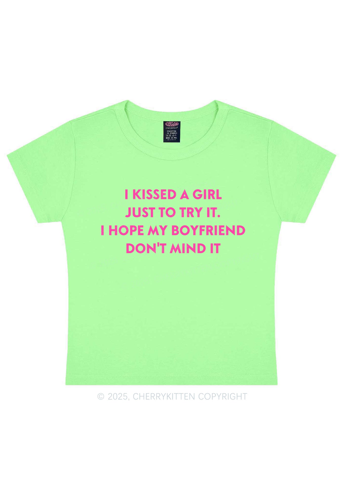 I Just Kissed A Girl Pride Y2K Baby Tee Cherrykitten