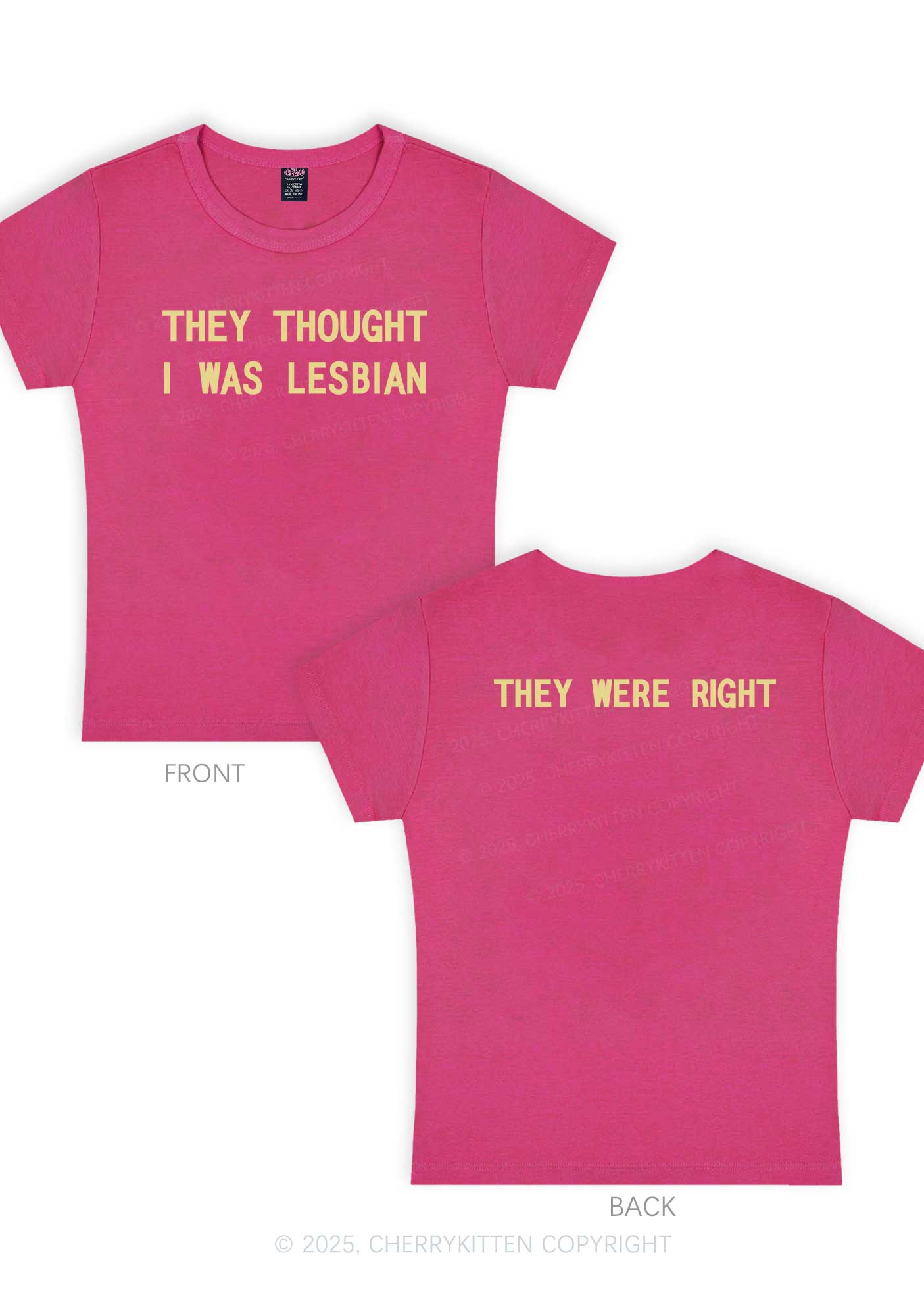 I Was Lesbian Two Sides Pride Y2K Baby Tee Cherrykitten