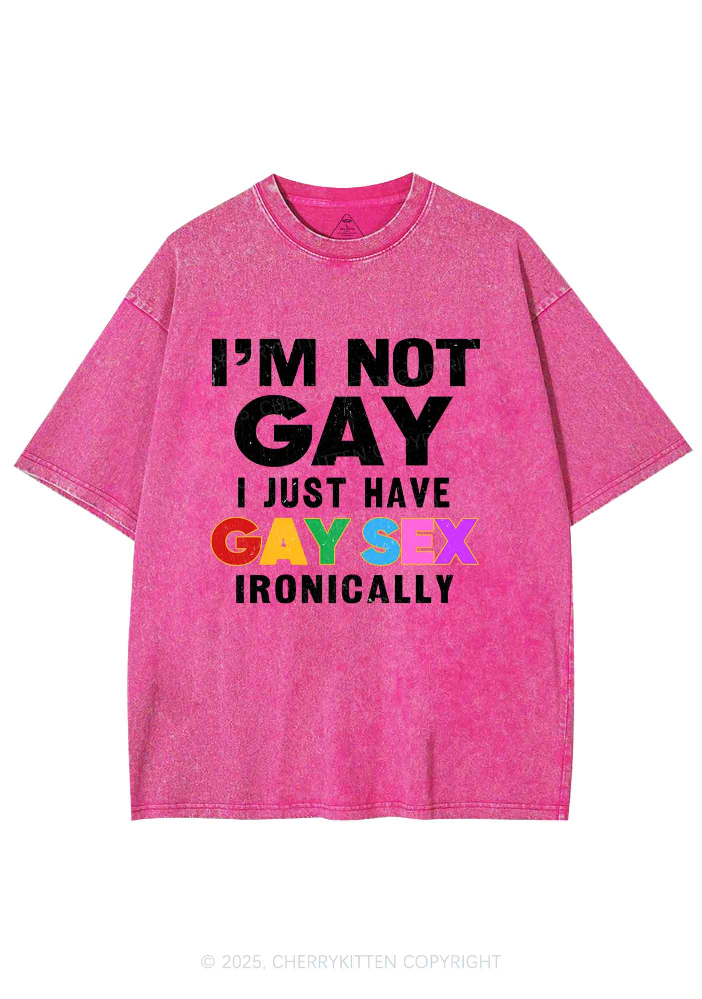 Gay Sx Ironically Pride Y2K Shirts Washed Tee Cherrykitten