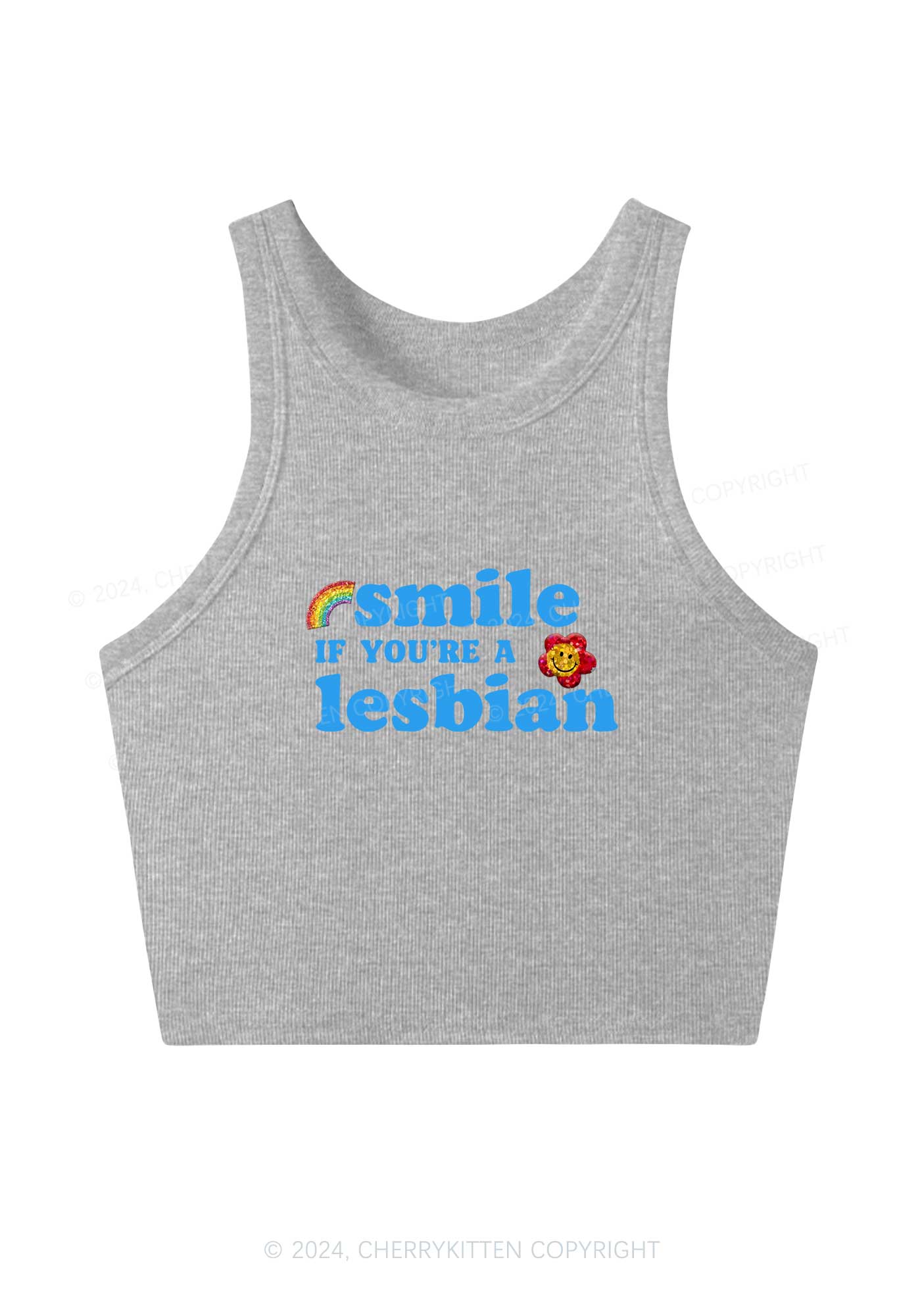 Lesbian Smile Y2K Crop Tank Top Cherrykitten