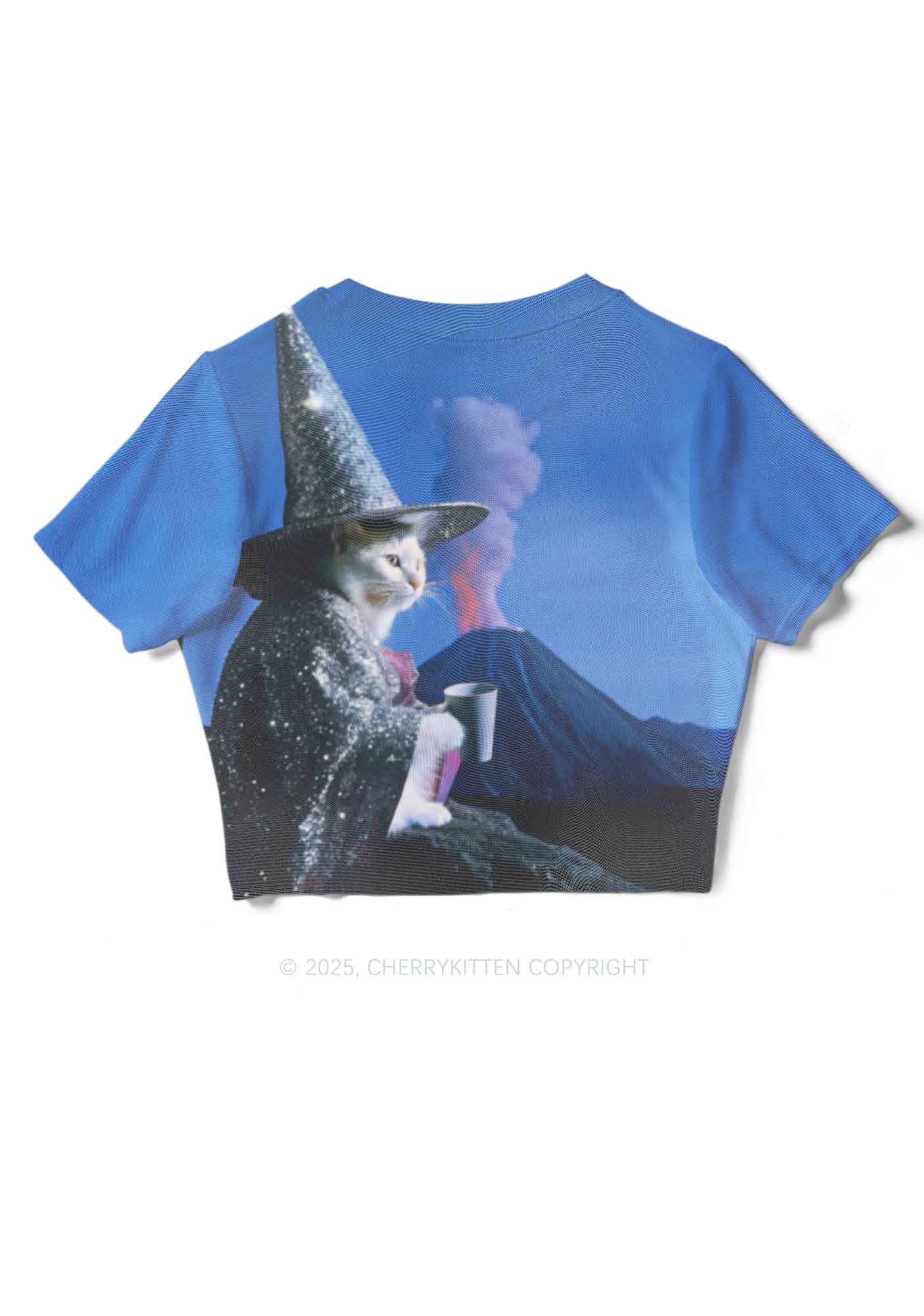 Magic Cat Y2K Mesh Crop Top Cherrykitten