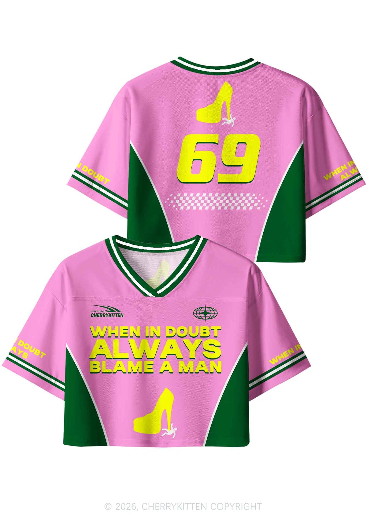 Always Blame A Man Y2K Crop Sport Jersey Shirts Cherrykitten