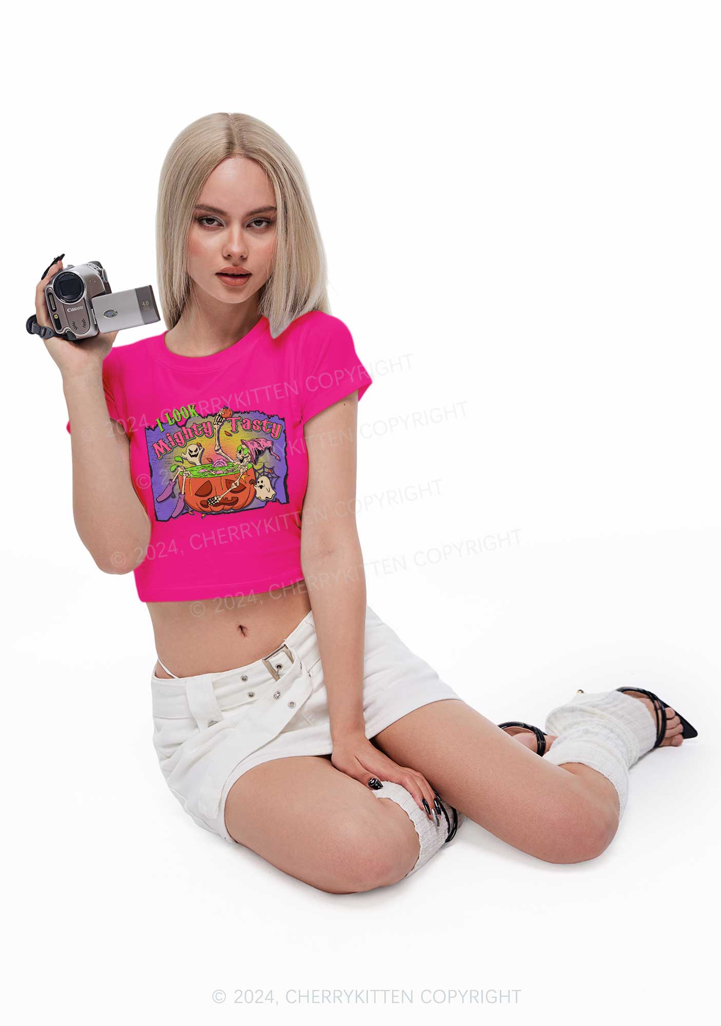 Mighty Tasty Halloween Y2K Baby Tee Cherrykitten