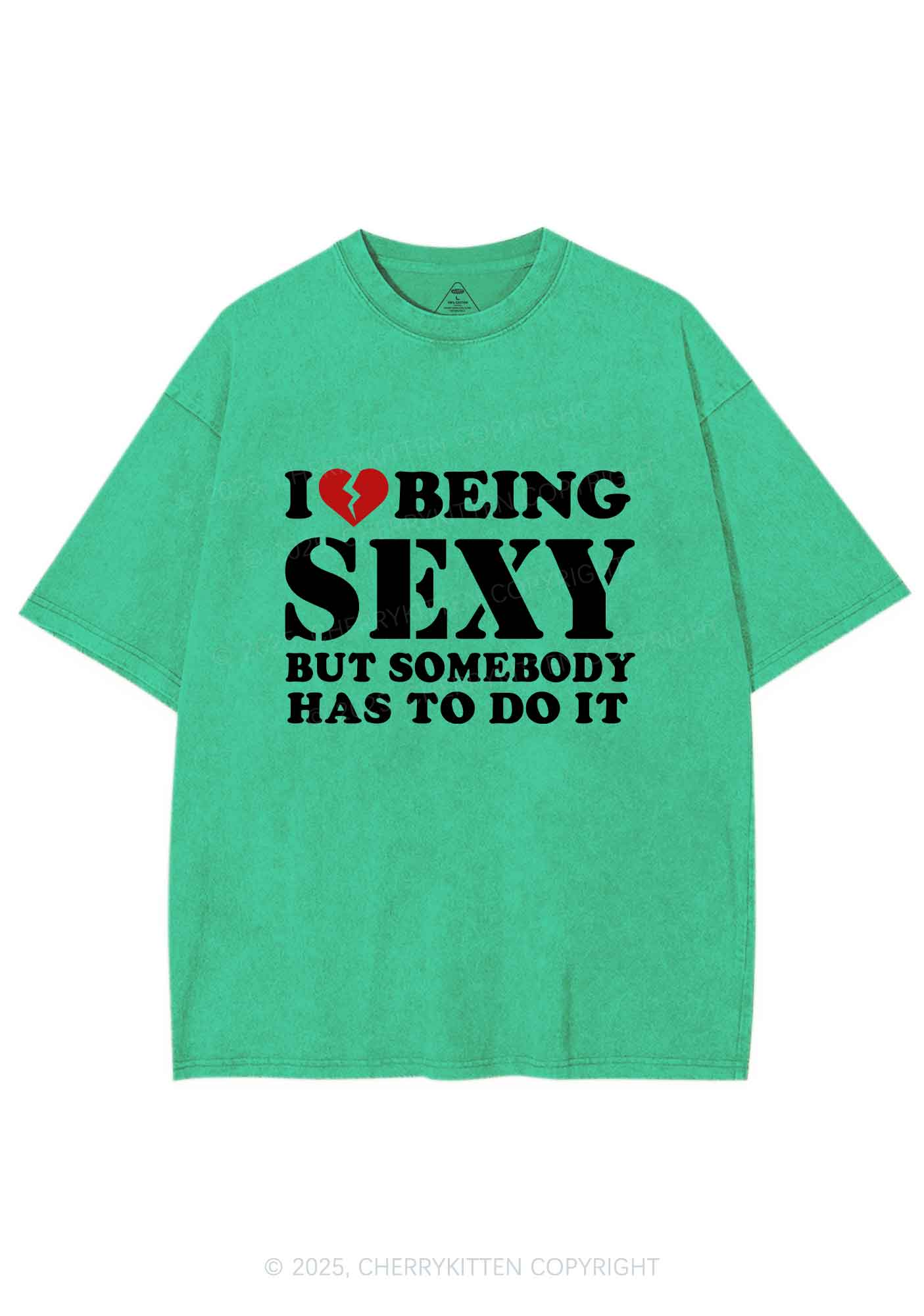 Being Sexy Tough Y2K Shirts Washed Tee Cherrykitten
