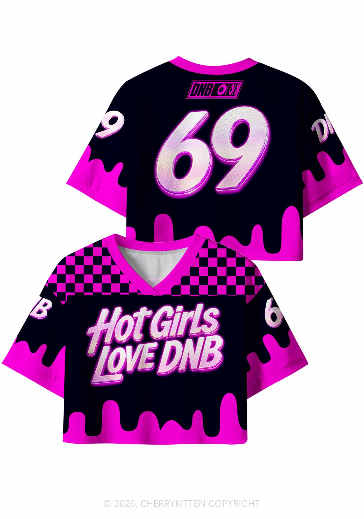 Hot Girls Love DNB Y2K Crop Sport Jersey Shirts Cherrykitten