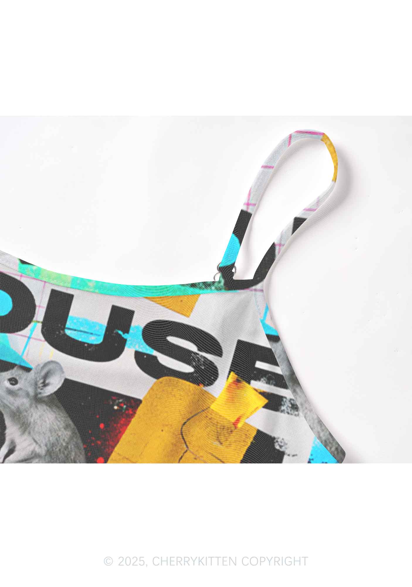Neon DJ Mouse Y2K Mesh Cami Tank Cherrykitten