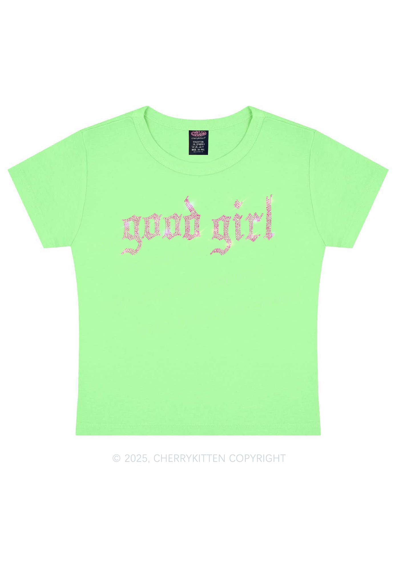Rhinestone Good Girl Y2K Baby Tee Cherrykitten