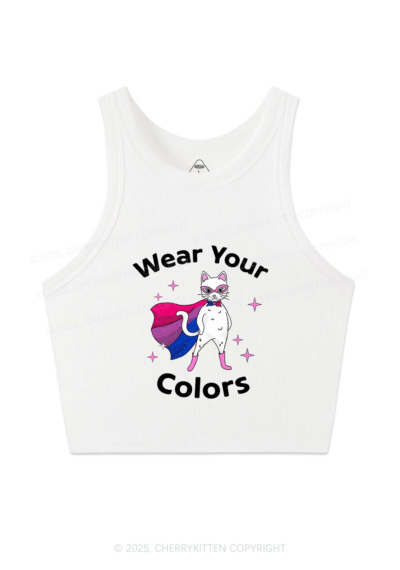 Bisexual Flag Cat Pride Y2K Crop Tank Top Cherrykitten