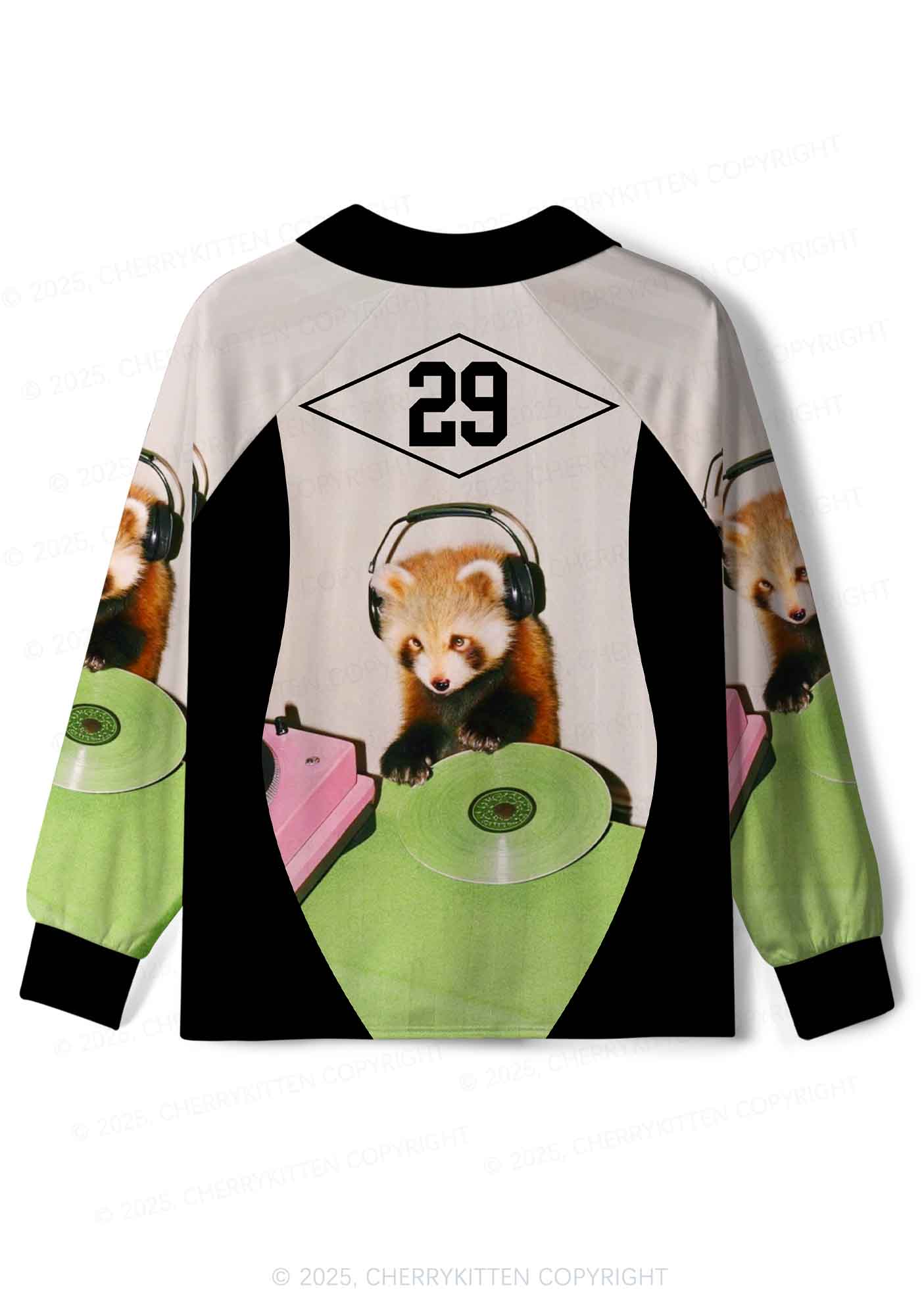 Custom Red Panda DJ Y2K Sport Long Sleeve Jersey Shirts Cherrykitten