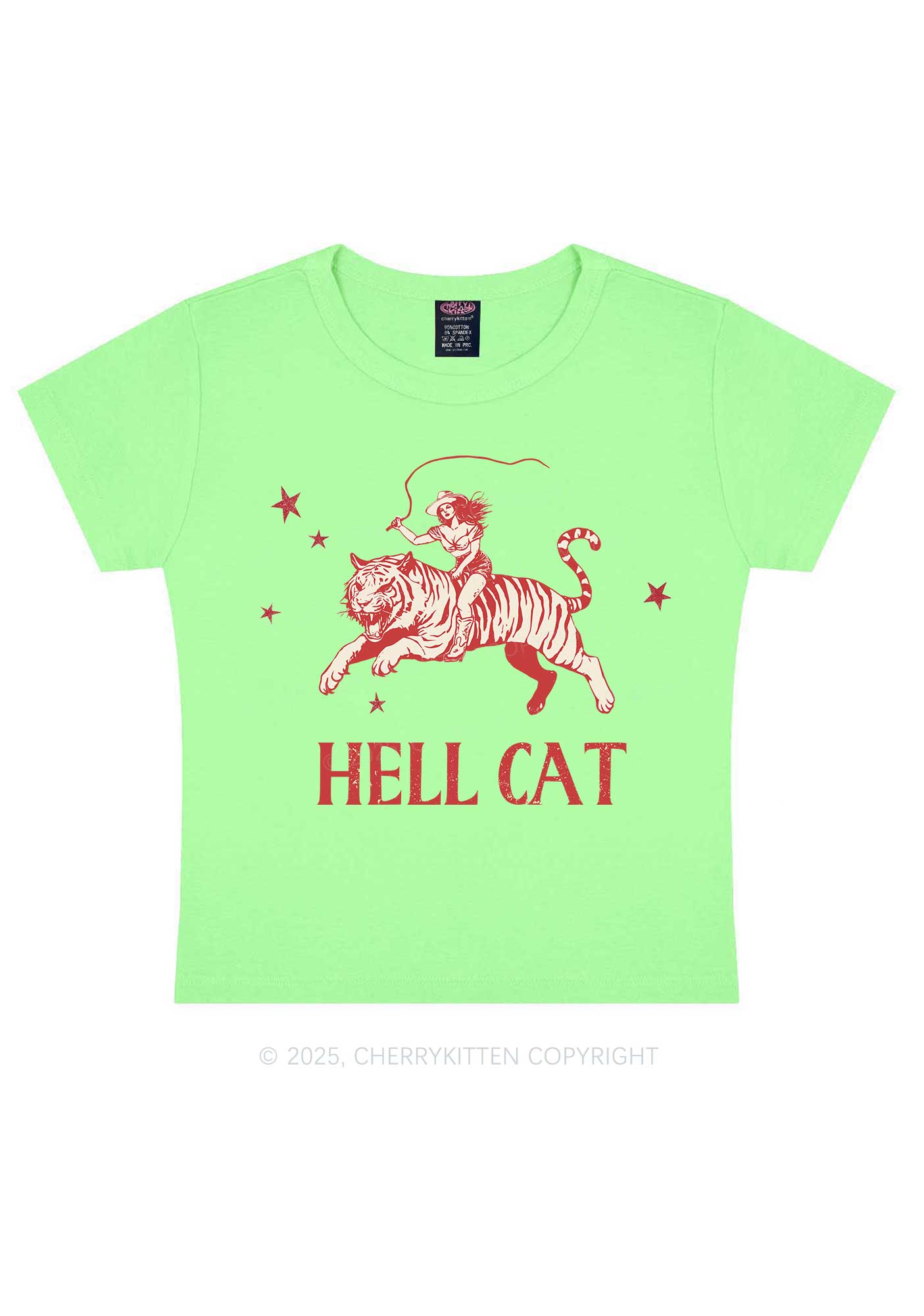 Cowgirl Hell Cat Y2K Baby Tee Cherrykitten