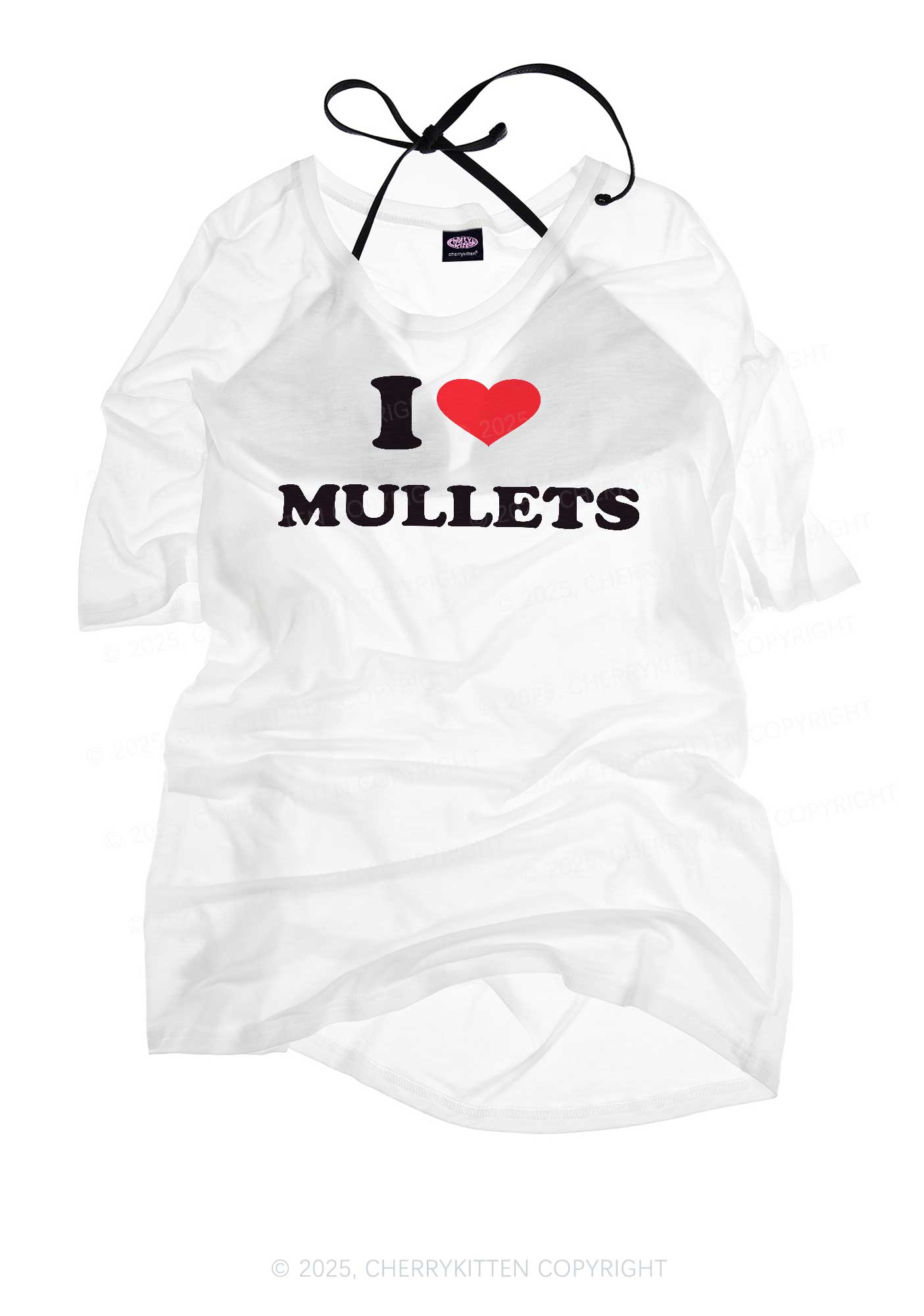 I Love Mullets Y2K Sheer Boyfriend Tee Cherrykitten